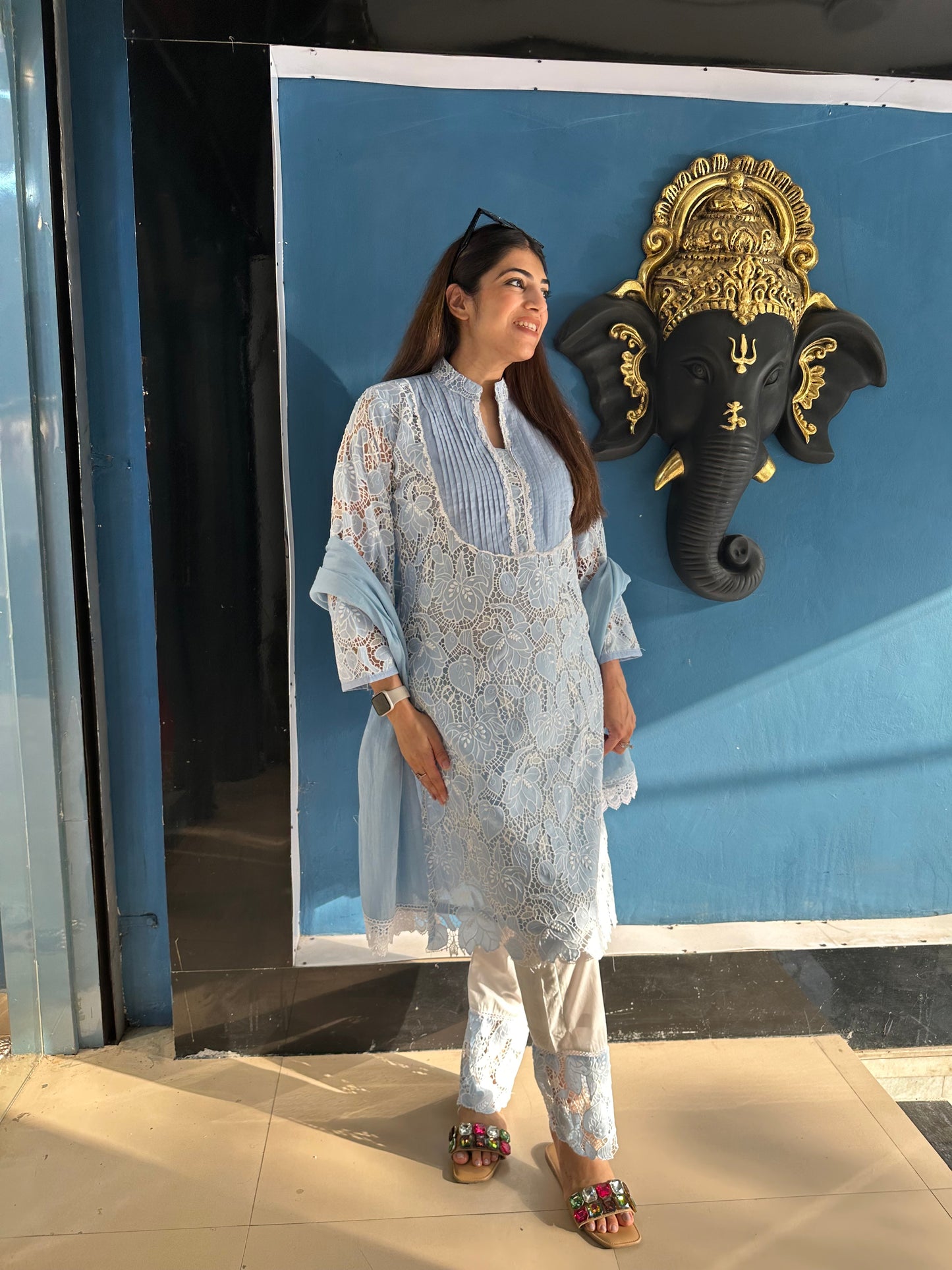 3pc Schiffli cotton Suit With Mull-Cotton Dupatta
