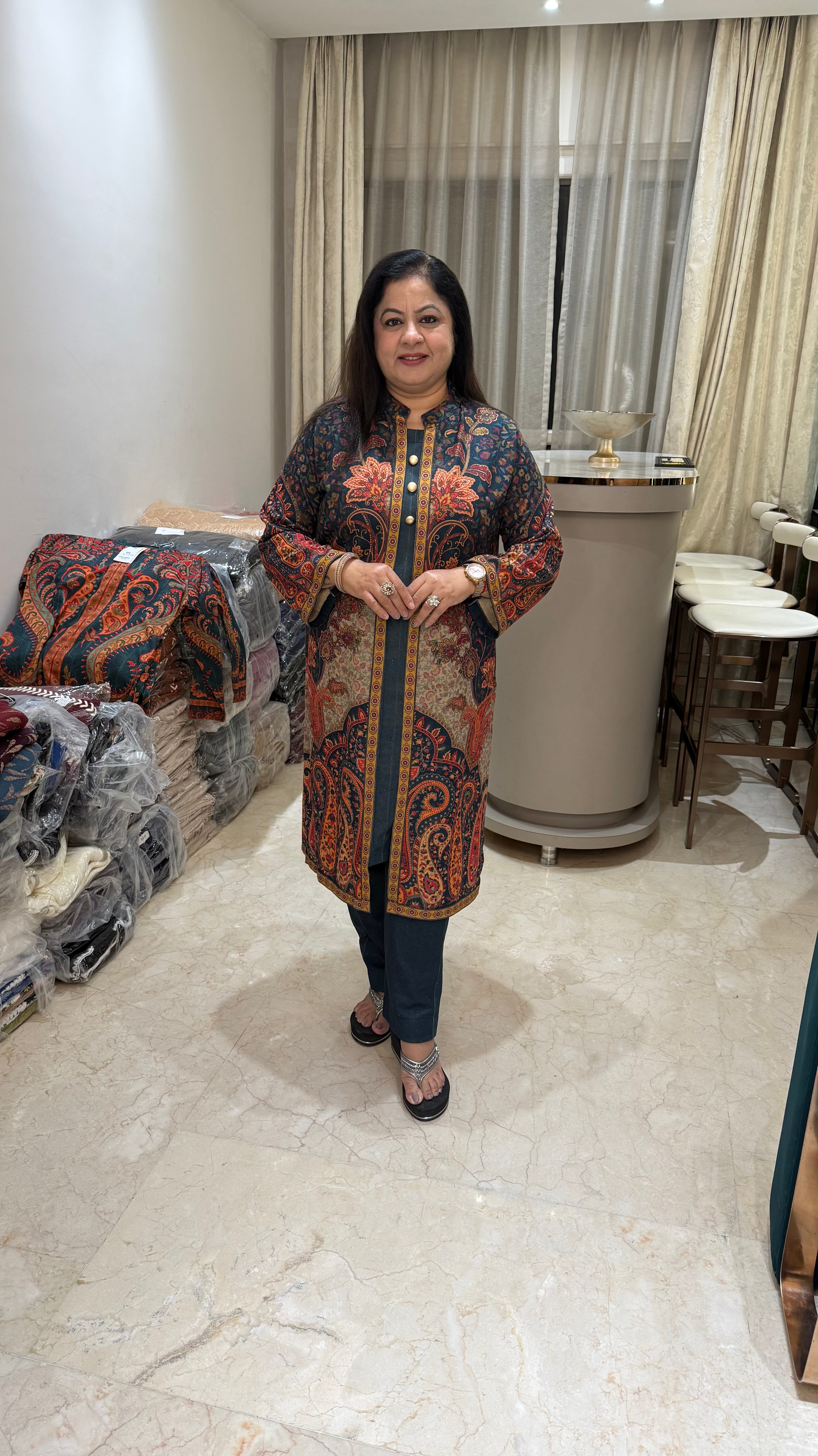 2pc woolen co-ord set 3pc look jacket attached