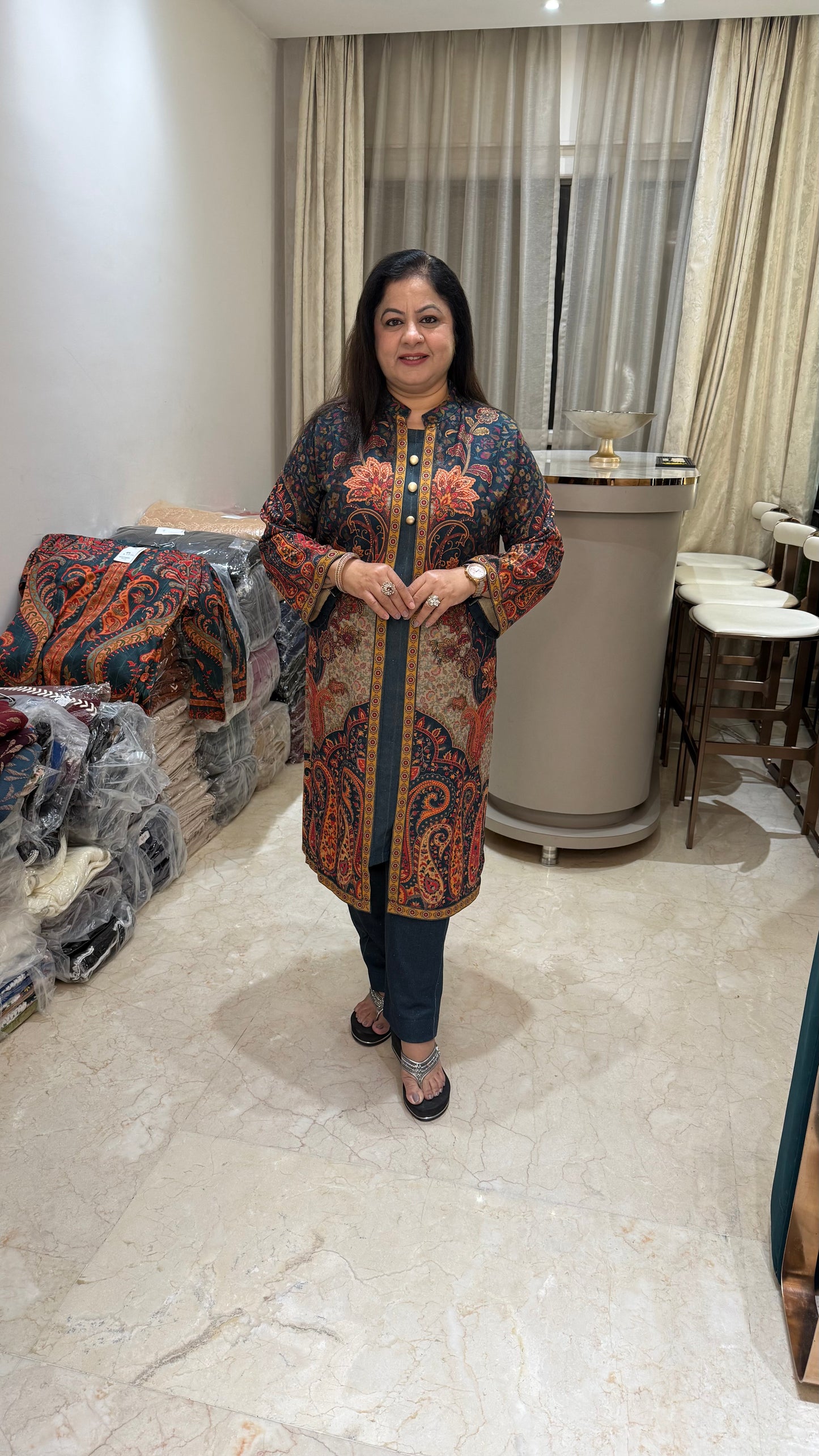 2pc woolen co-ord set 3pc look jacket attached