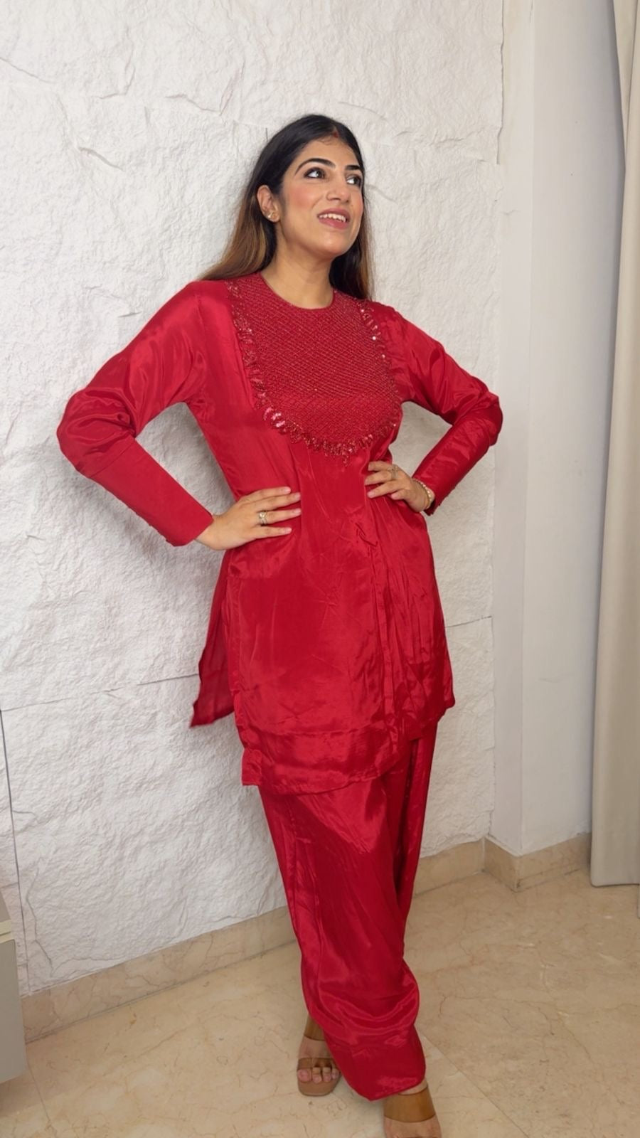 Pure crepe farshi salwar 2pc set elegant handwork