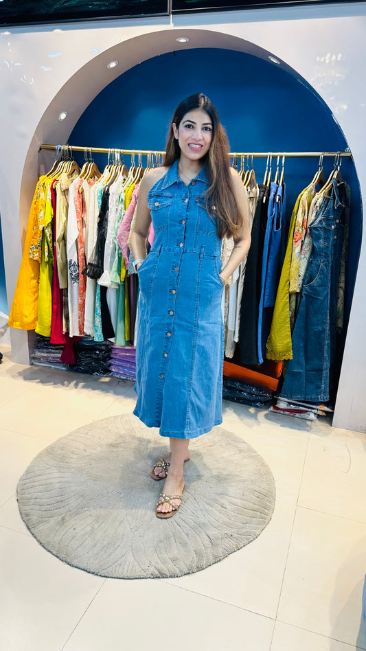Stretchable denim dress