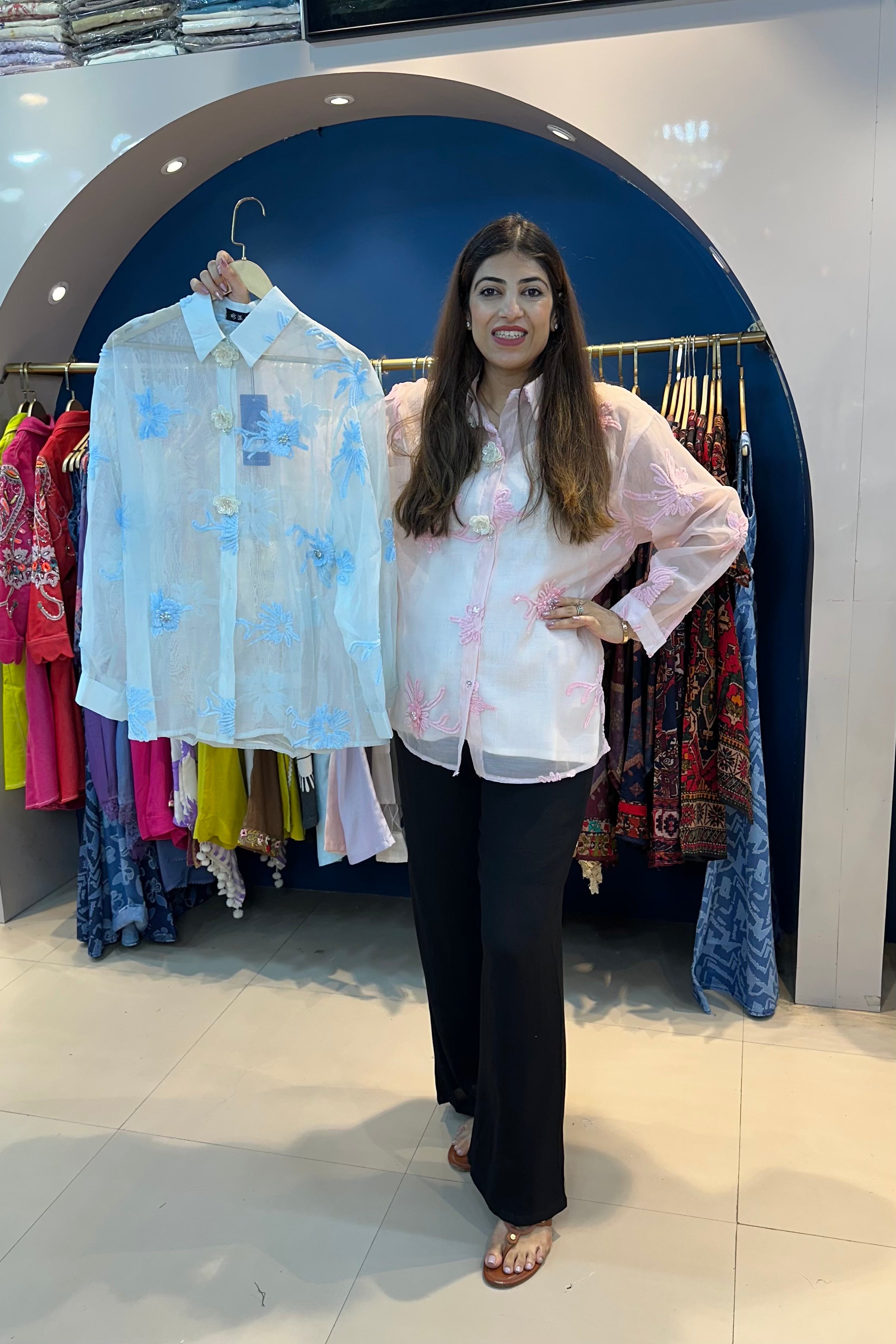 Organza Tissue Embroidered Shirt (Only Shirt) – Raas by Riya