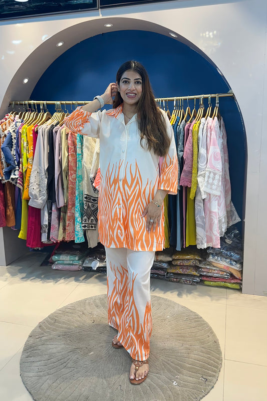 2pc Cotton Fire Print Co-ord Set