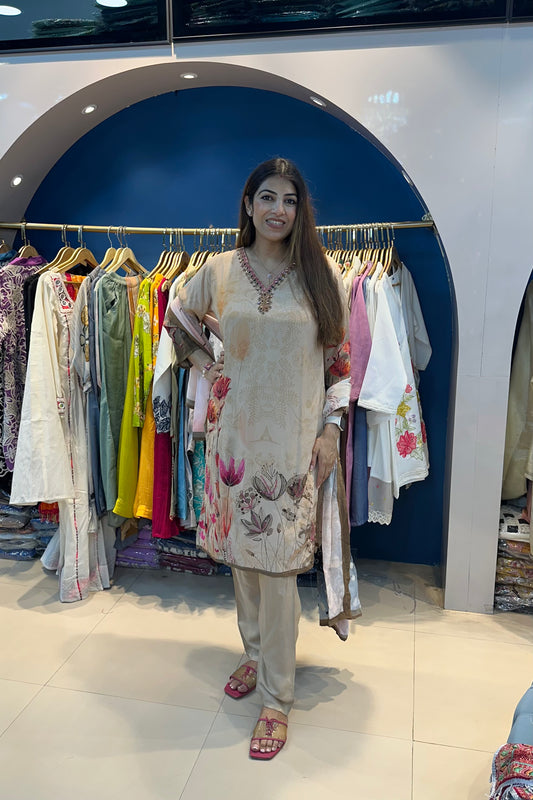 3pc Crepe Digital Print Suit With Printed Dupatta
