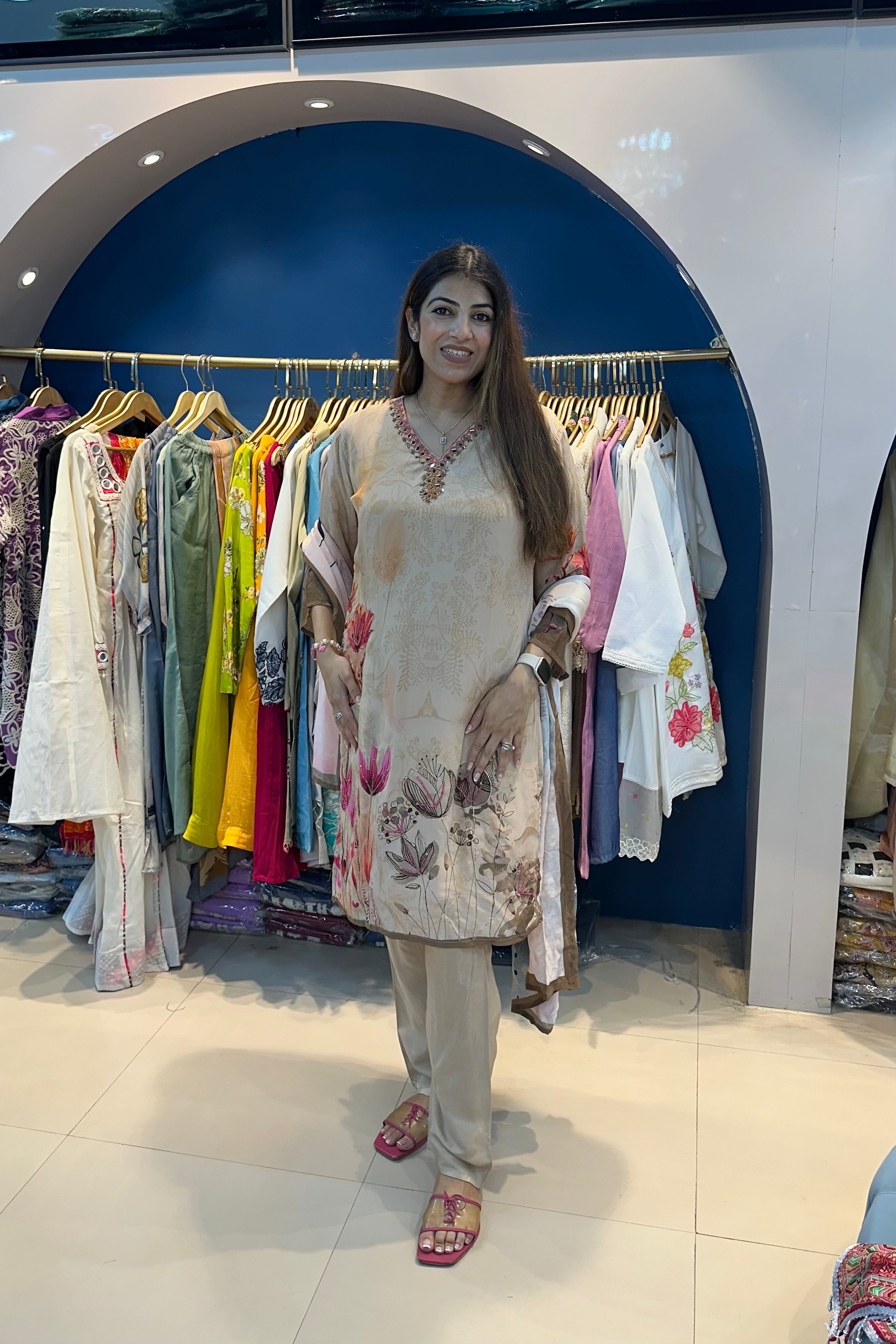 3pc Crepe Digital Print Suit With Printed Dupatta