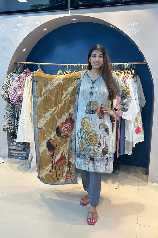 3pc Crepe Digital Print Suit With Printed Dupatta