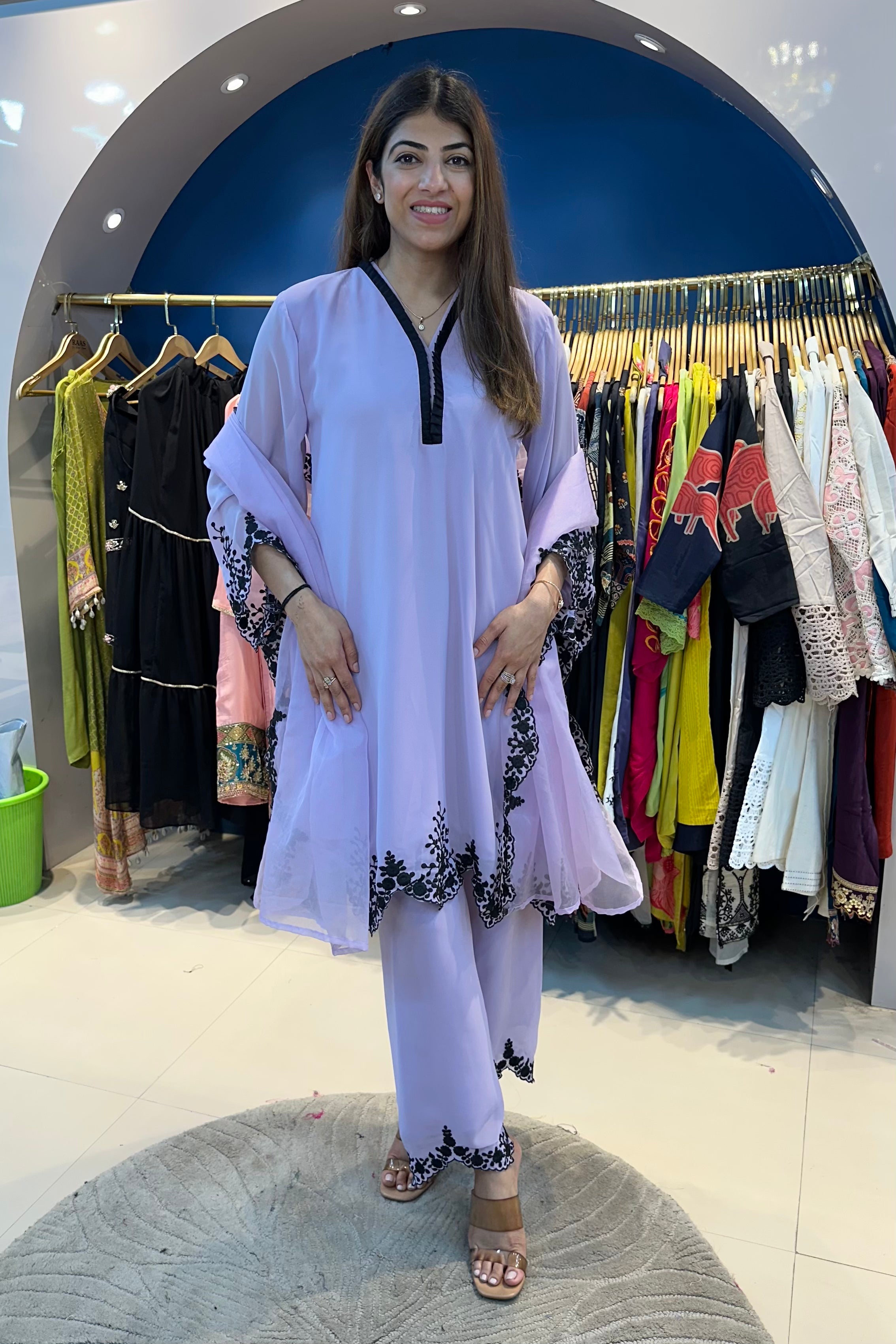 3pc Georgette Pakistani Suit With Organza Dupatta