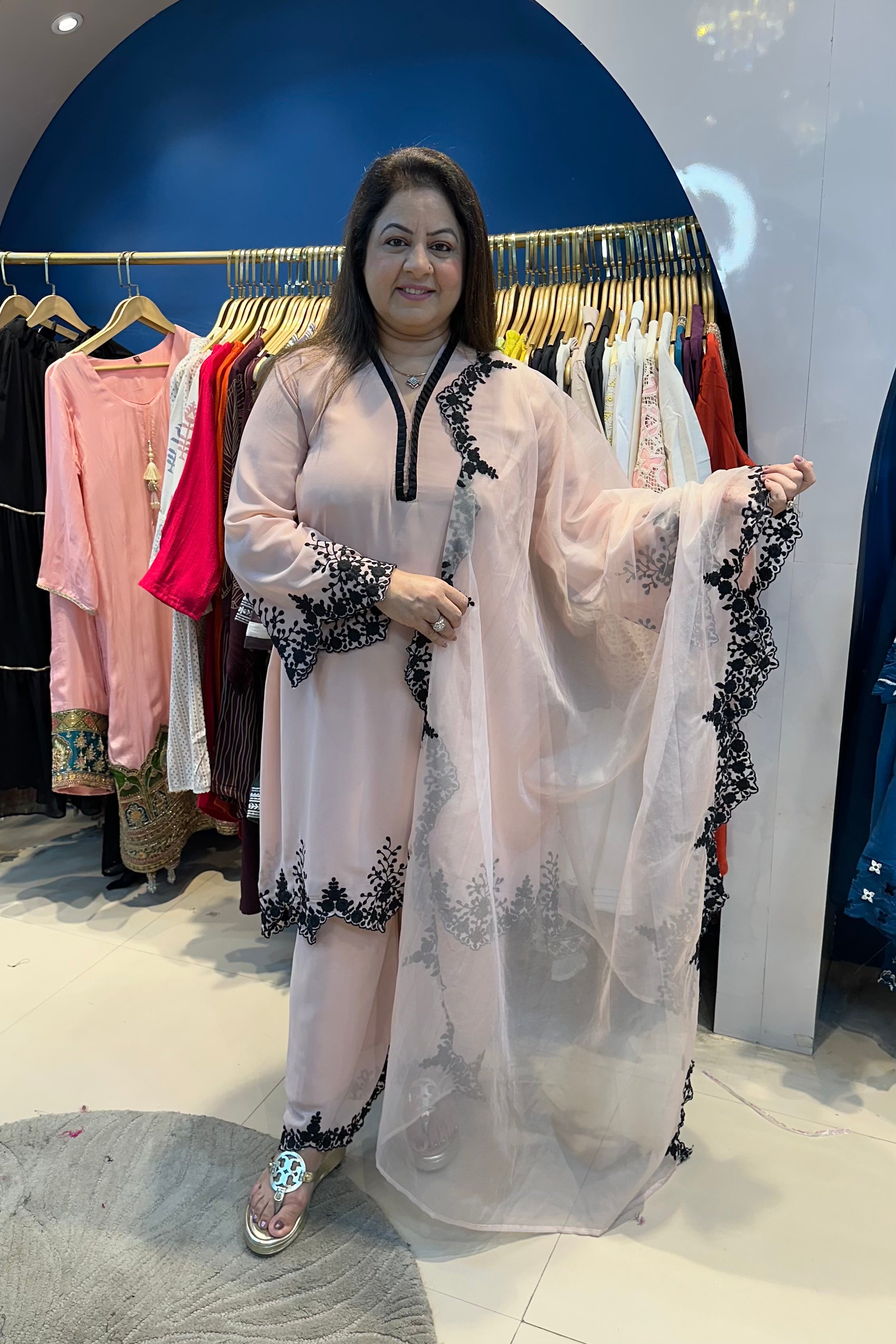3pc Georgette Pakistani Suit With Organza Dupatta