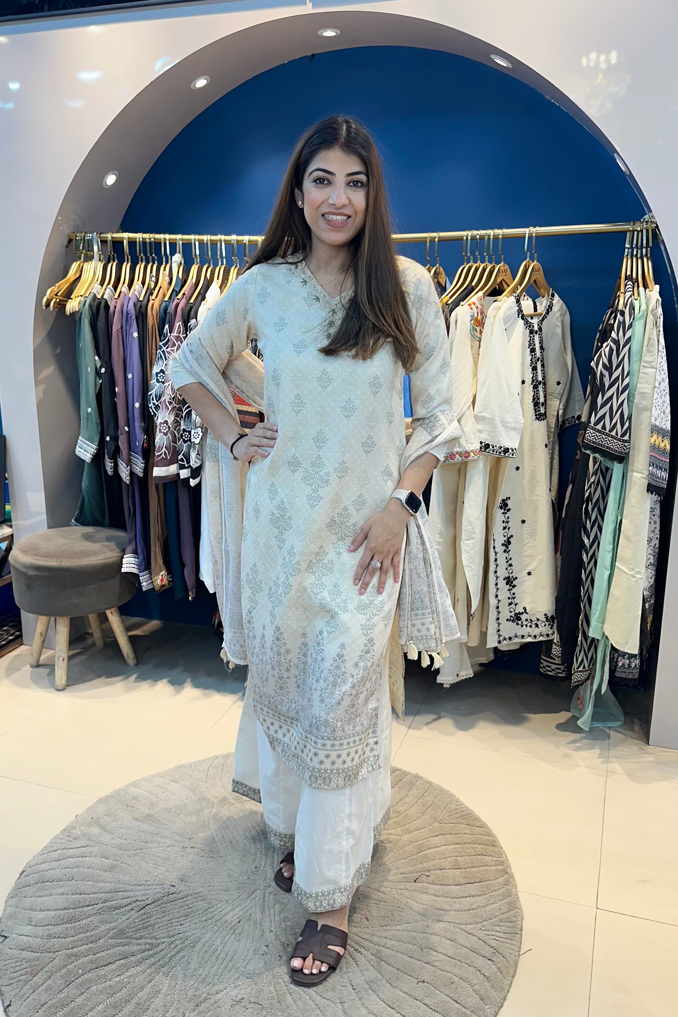 3pc Cotton Suit Paired With Plazzo