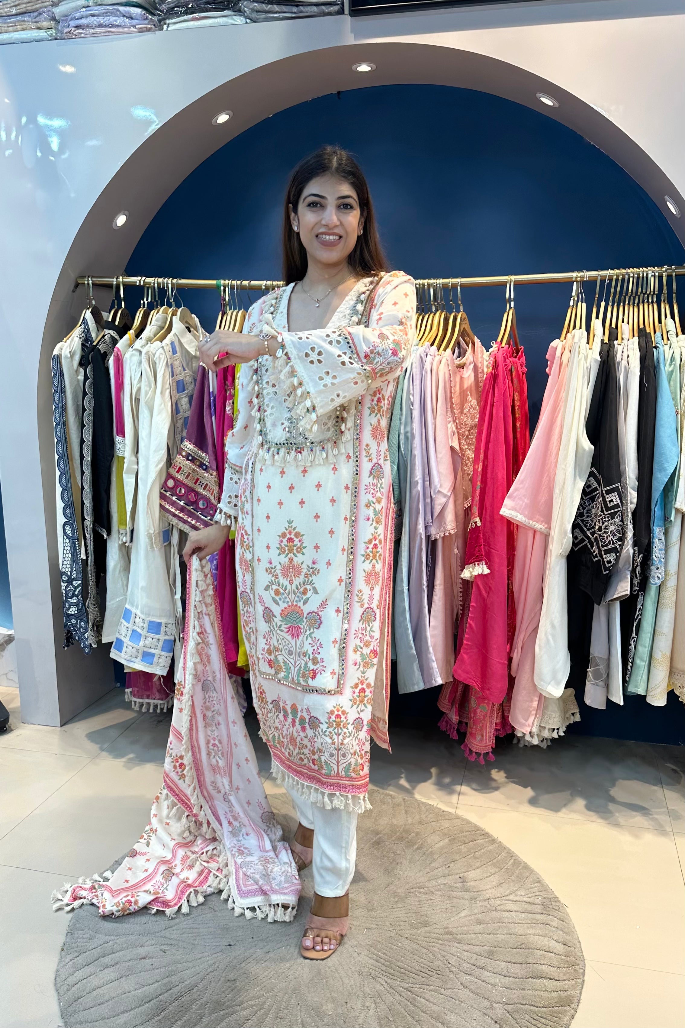 3pc Cotton-Muslin Printed Suit With Printed Dupatta
