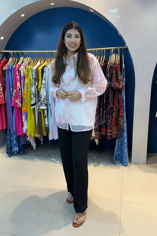 Organza Tissue Embroidered Shirt (Only Shirt)