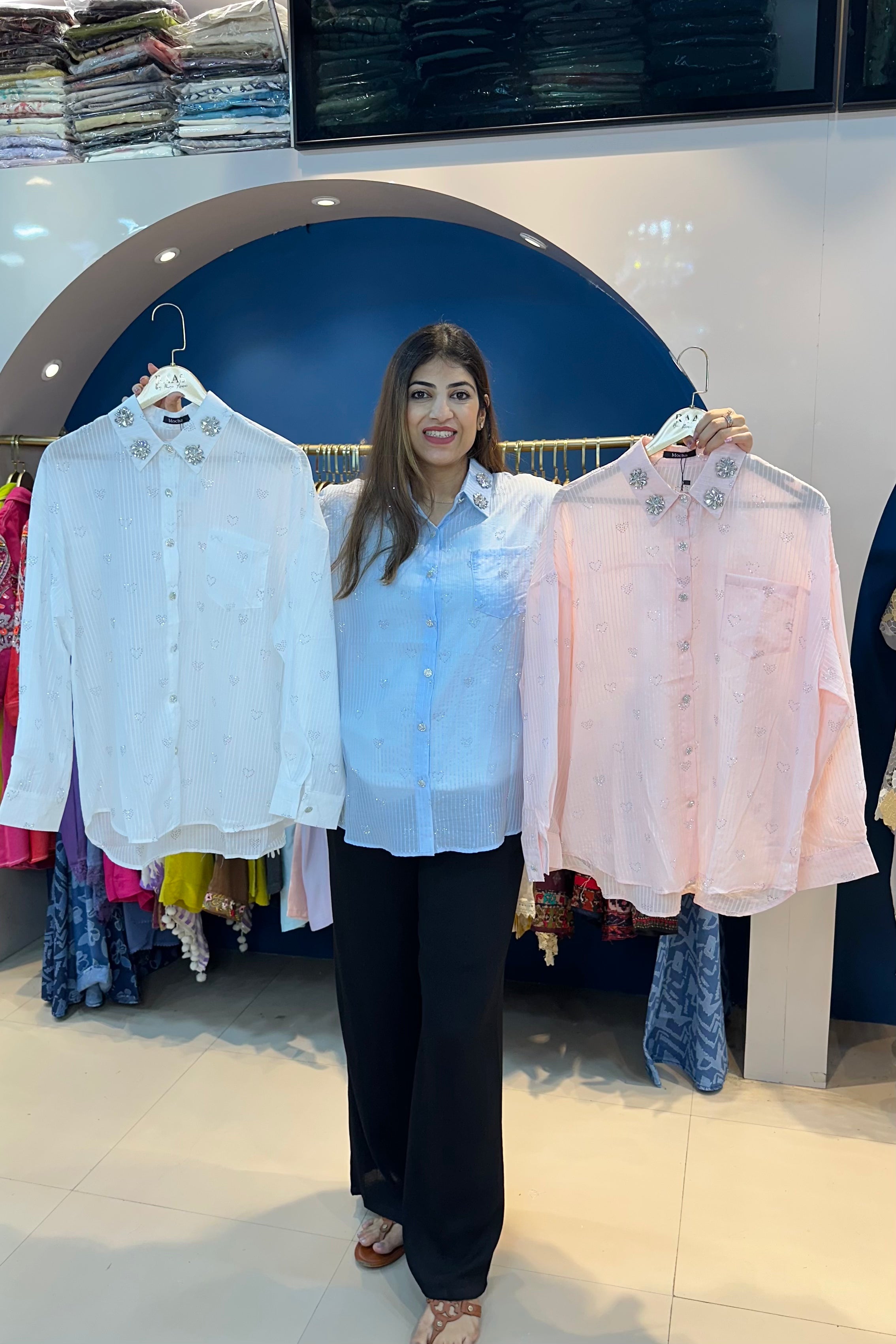 Imported Fabric Embroidered Shirt(Only Shirt)