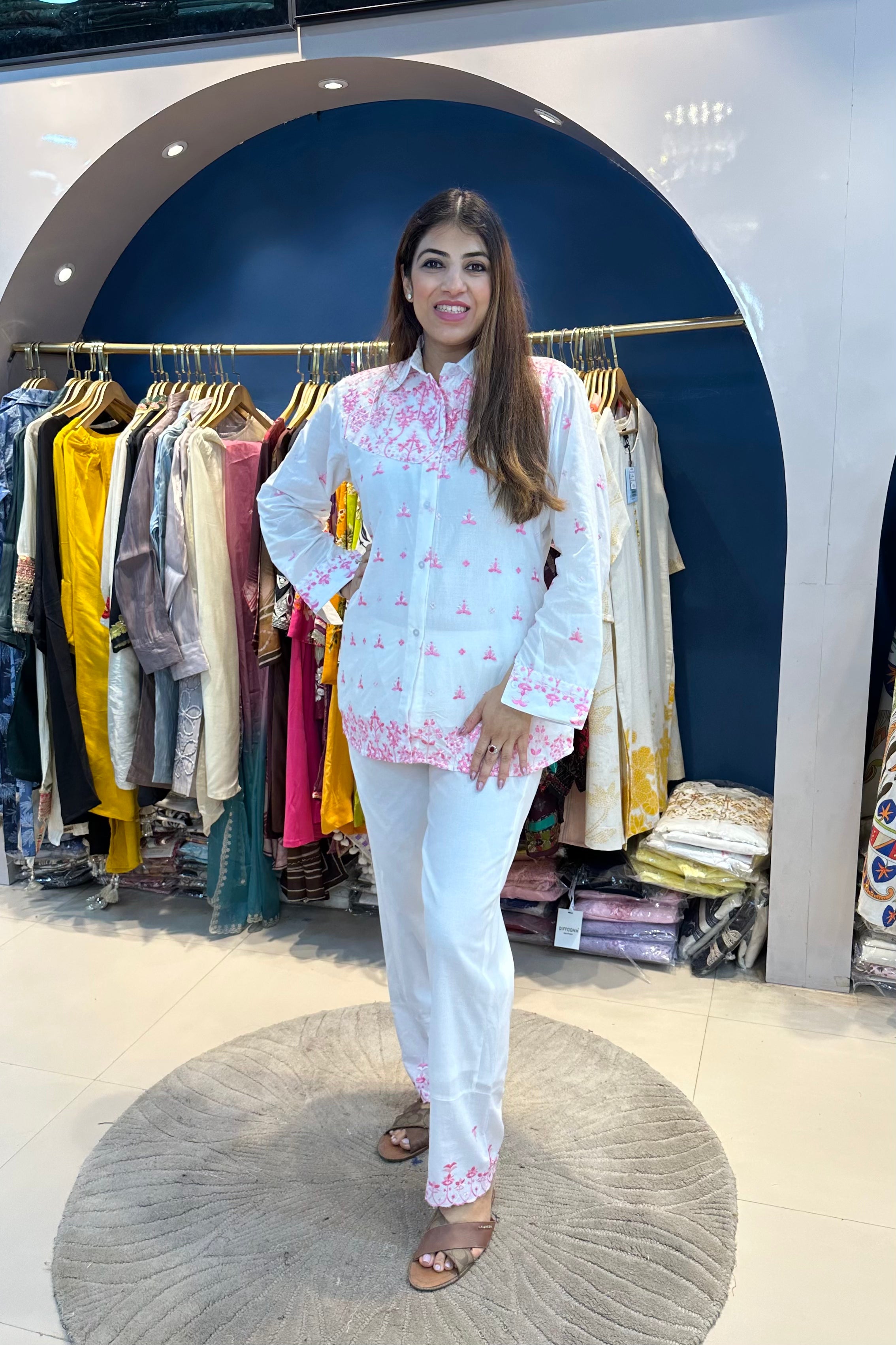 2pc Cotton Embroidered Co-ord Set