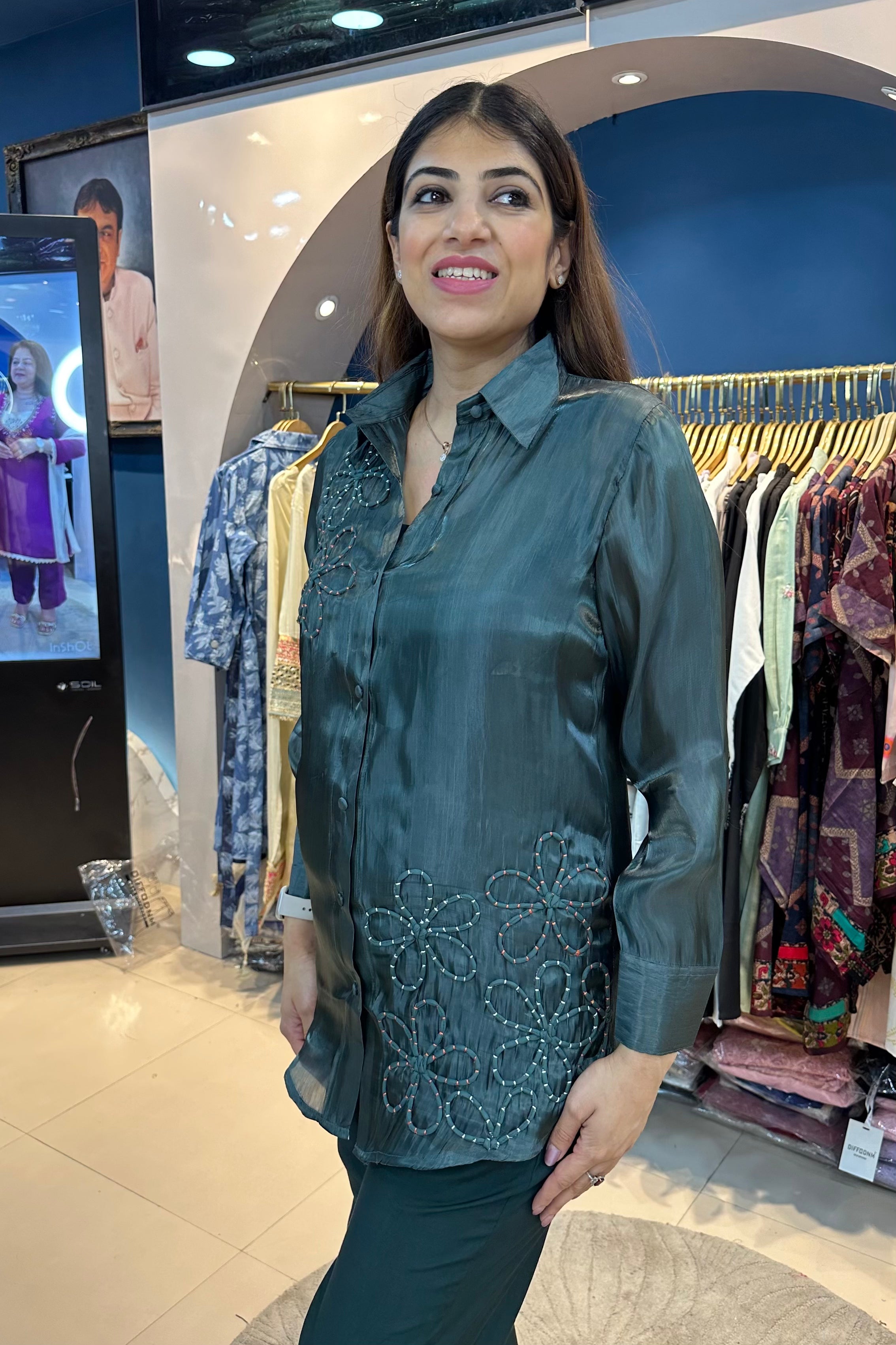3pc Jimmy Choo Embroidered Co-ord Set Paired With Cotton Pants And Inner