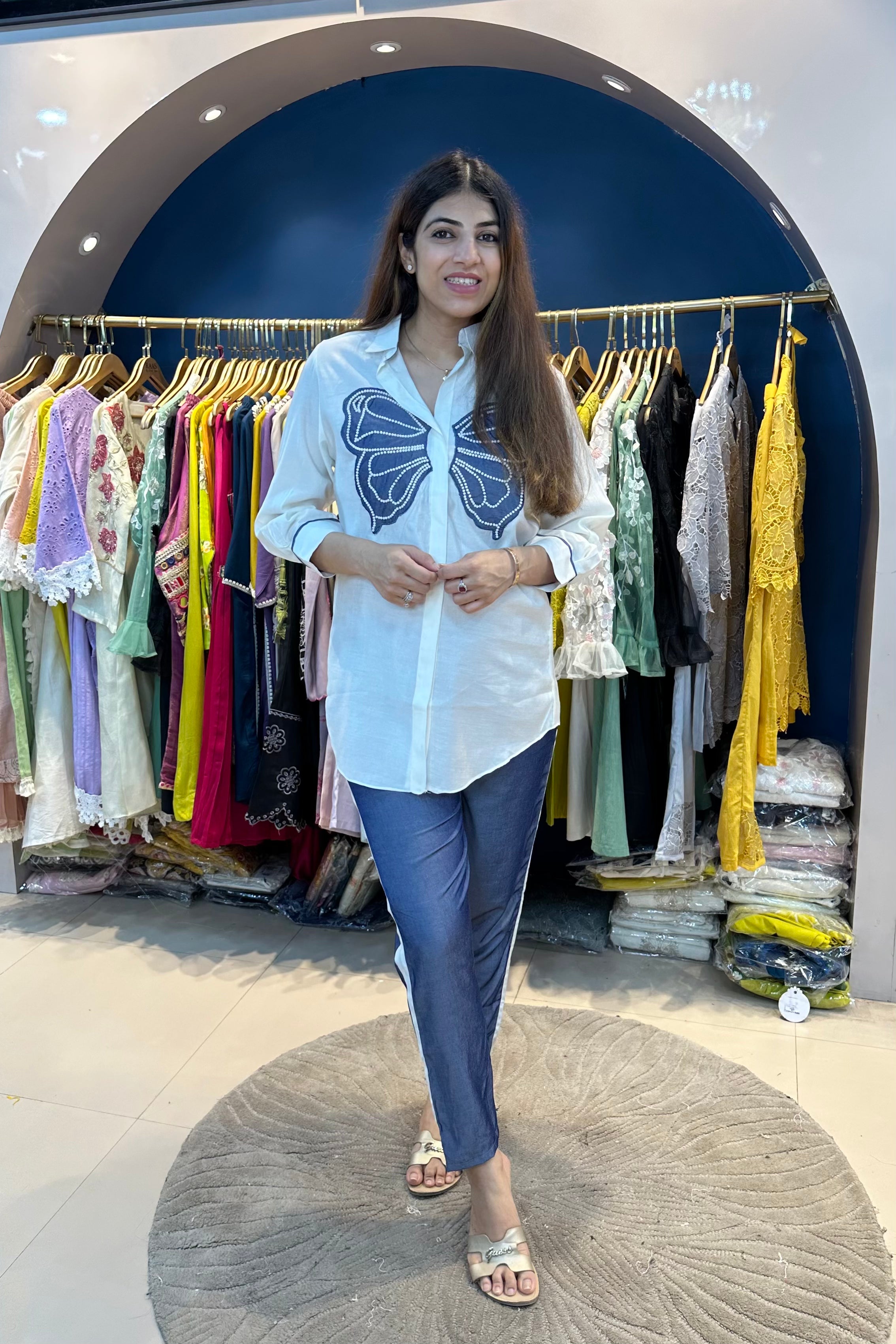 2pc Cotton Denim Butterfly Co-ord Set