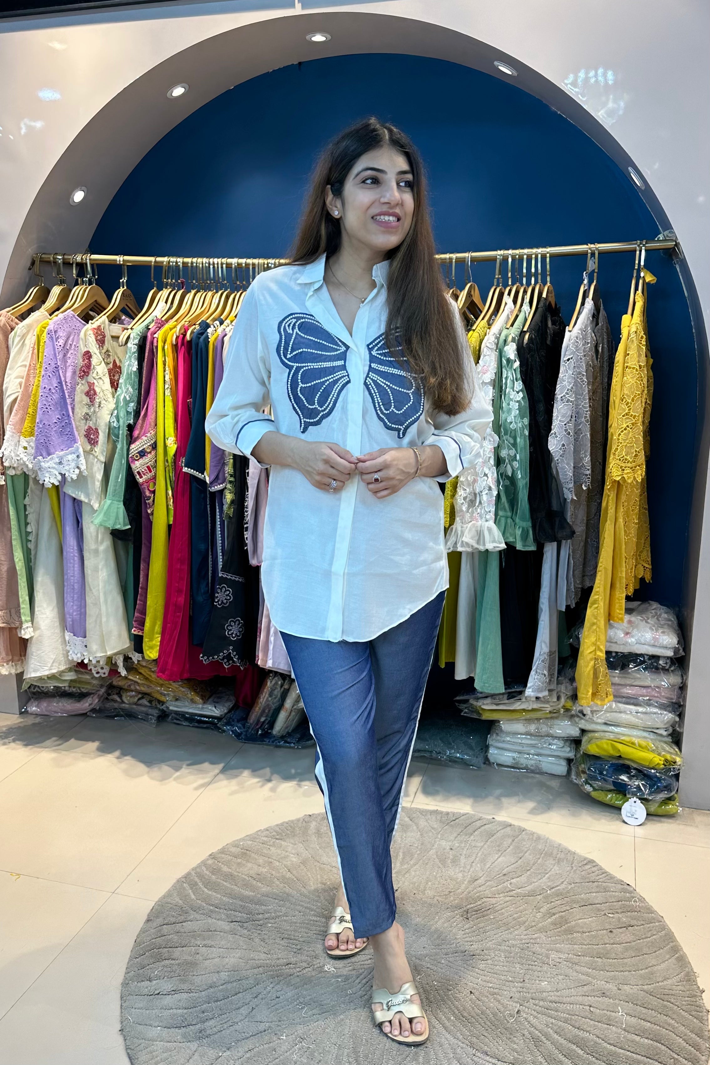 2pc Cotton Denim Butterfly Co-ord Set