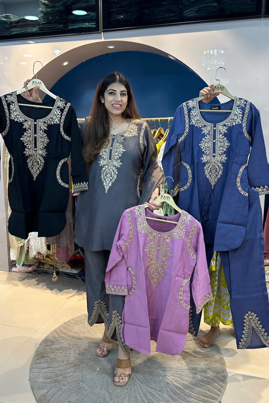 3pc Silk Partywear Suit With Organza Dupatta