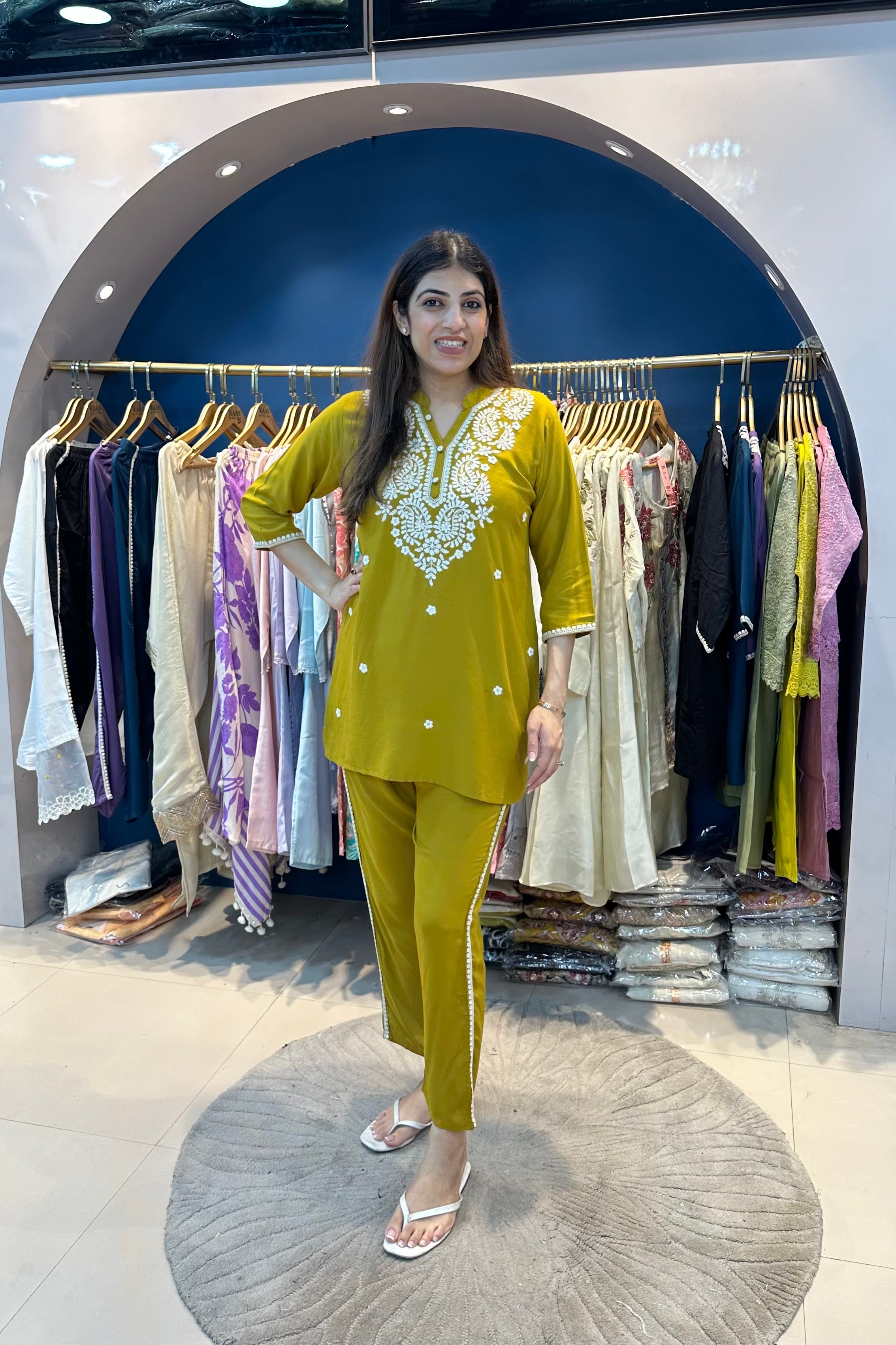 2pc Cotton-Royan Embroidered Co-ord Set