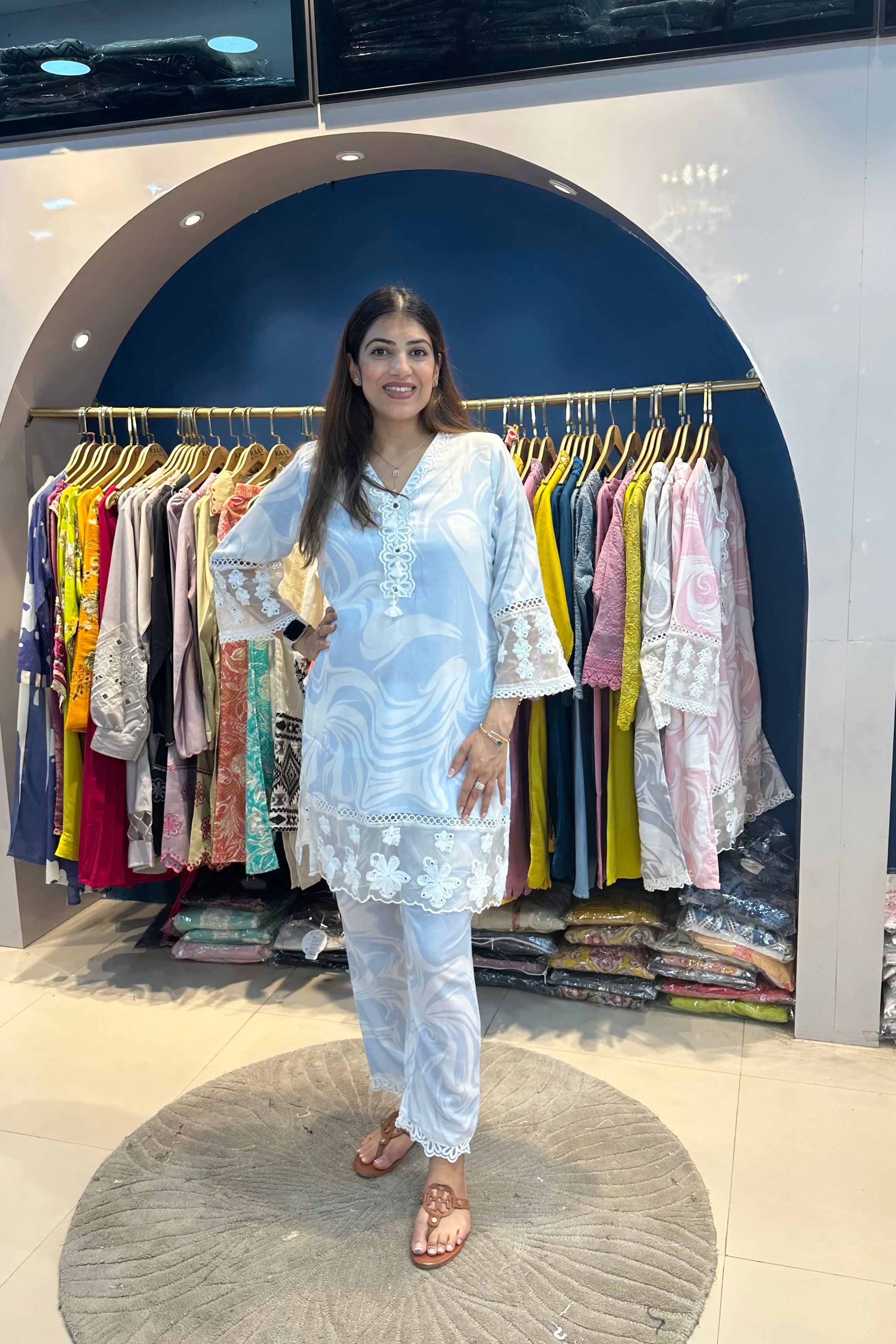 2pc Cotton-Organza Printed Co-ord Set