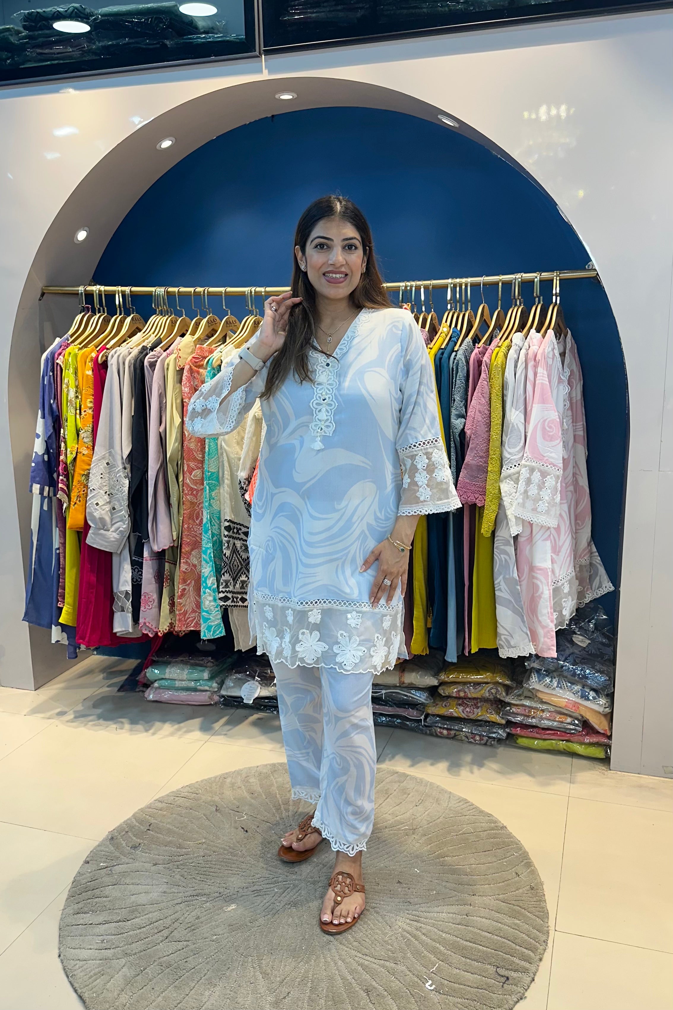2pc Cotton-Organza Printed Co-ord Set