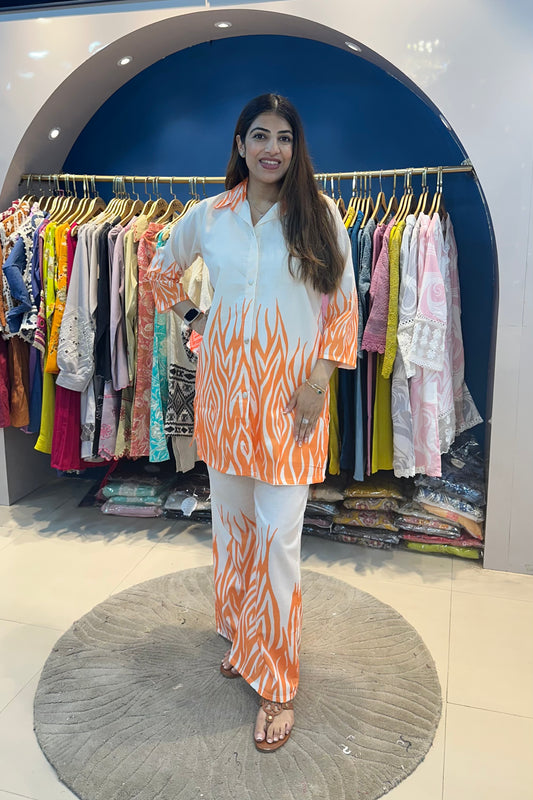 2pc Cotton Fire Print Co-ord Set