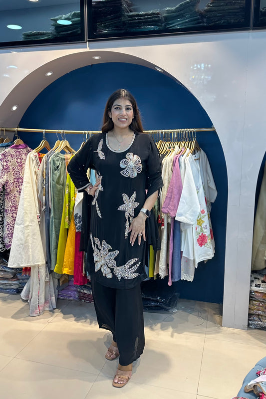 3pc Chinon Partywear Suit With Dupatta