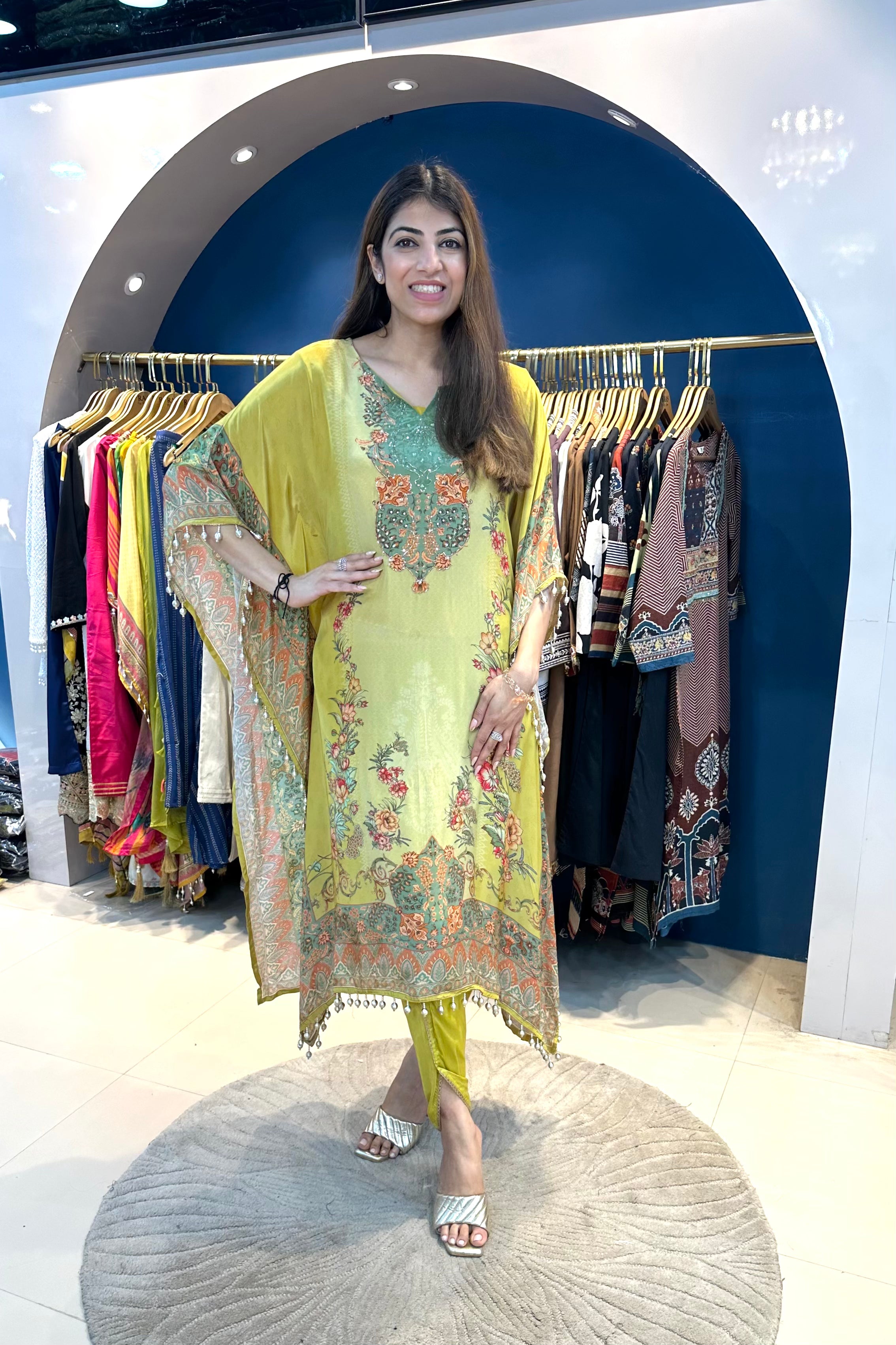 2pc Partywear Kaftan Set With Tulip Pant