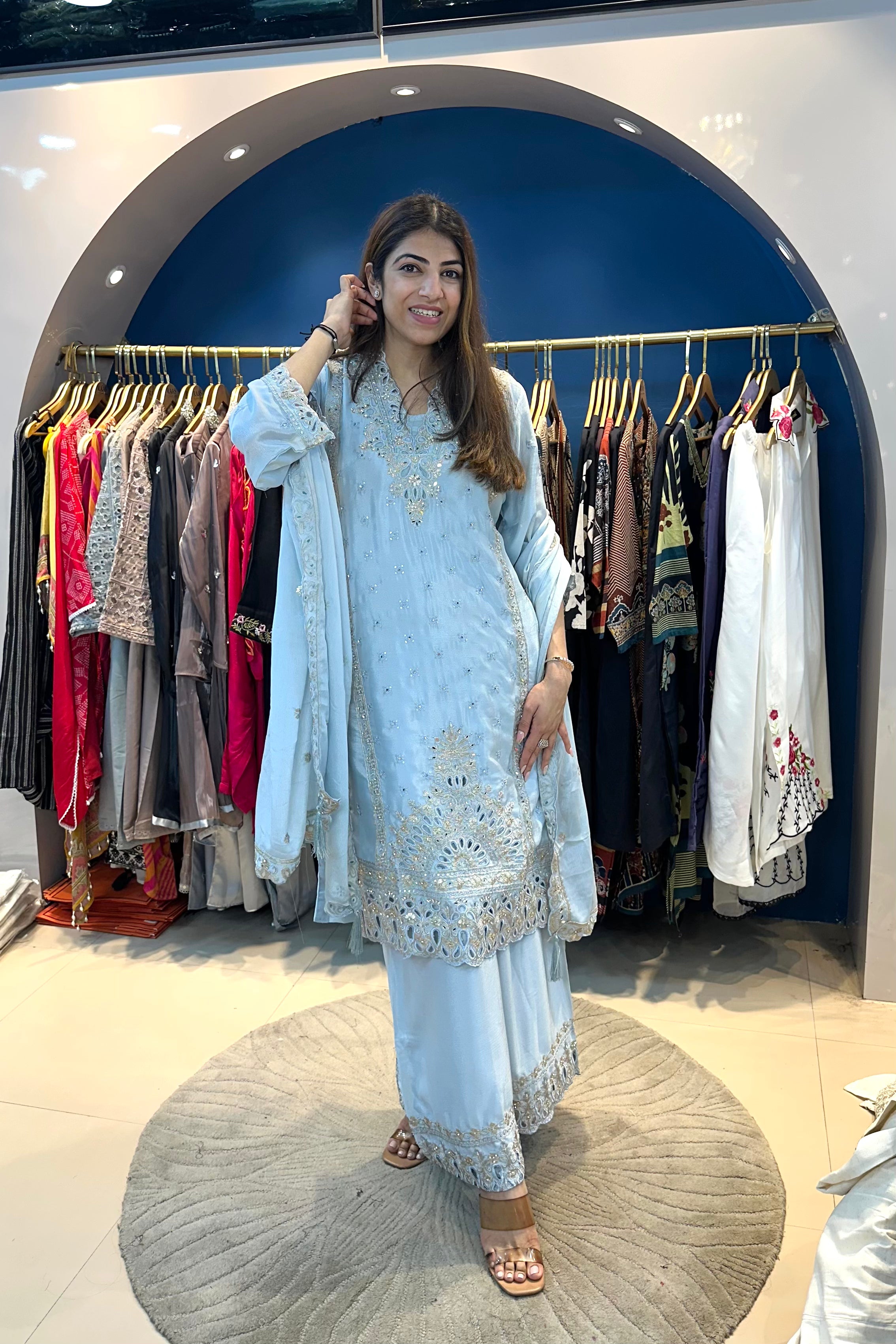 3pc Premium Silk Pakistani Sharara Suit