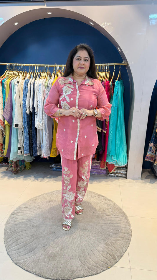 Chinon 2 pc co-ord set with embroidery and handwork