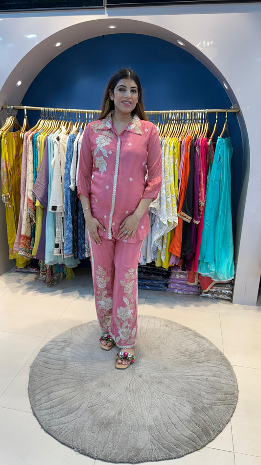 Chinon 2 pc co-ord set with embroidery and handwork