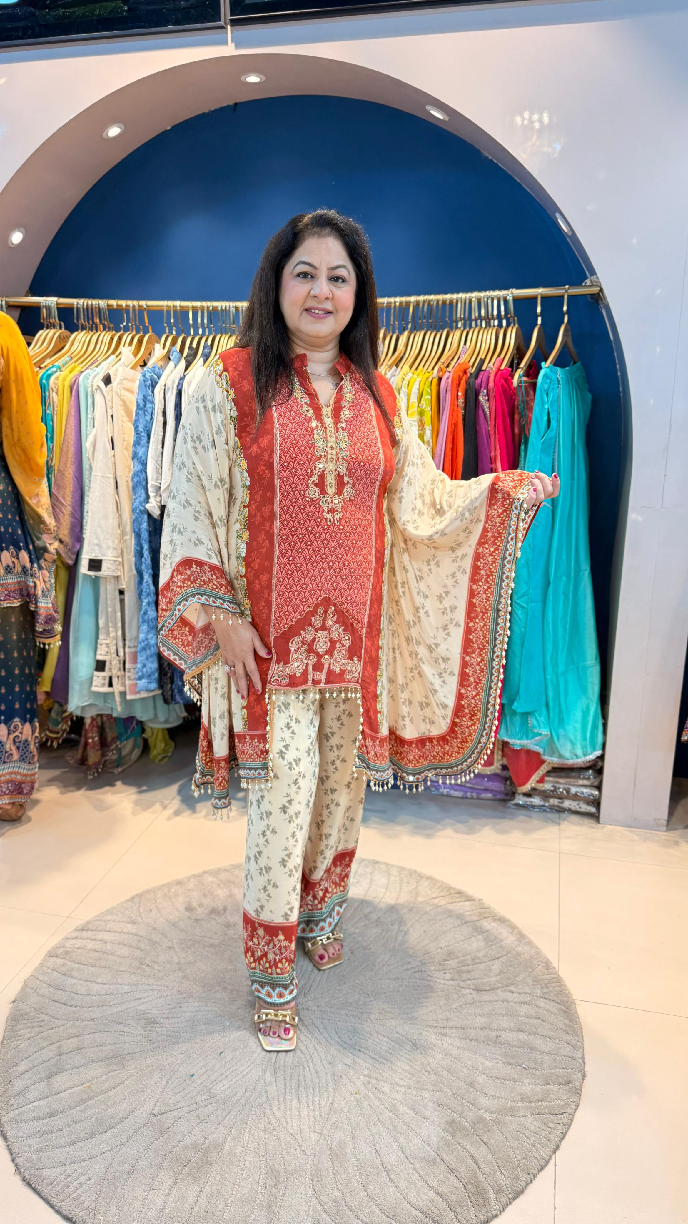 Digital crepe 2 pc kaftan set