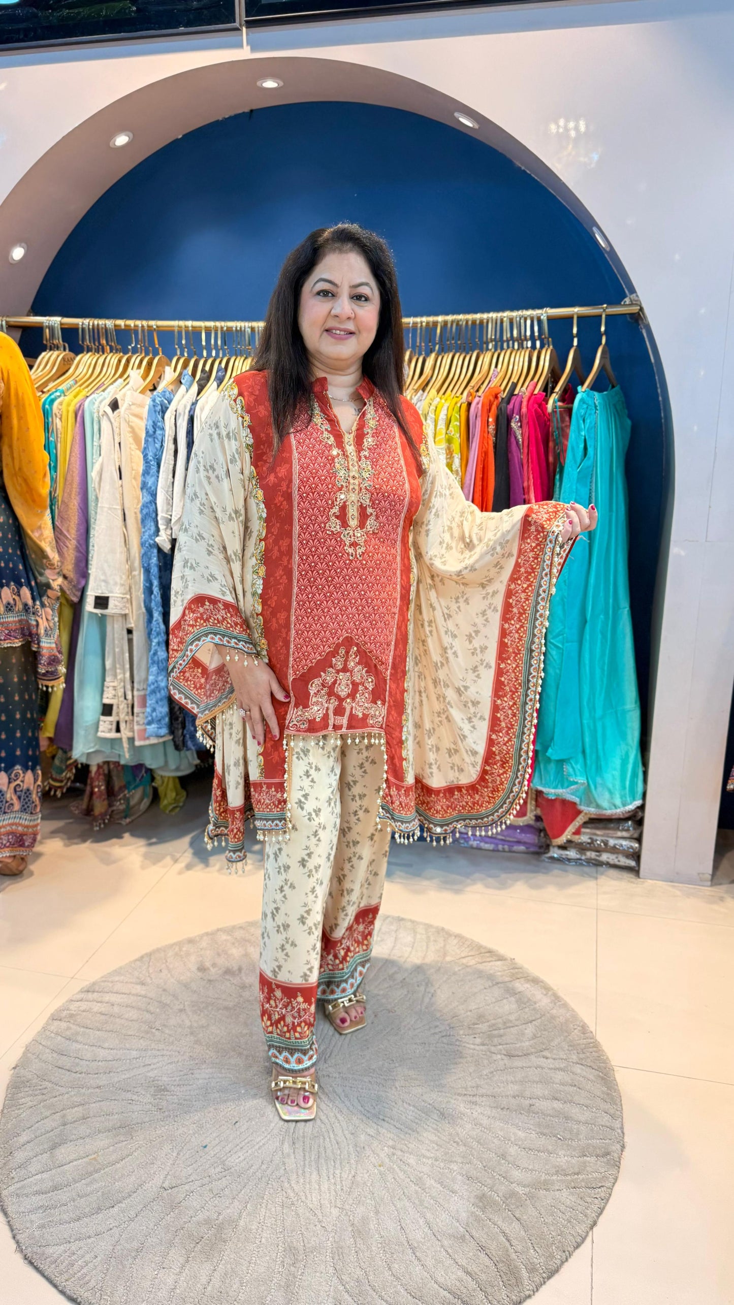 Digital crepe 2 pc kaftan set