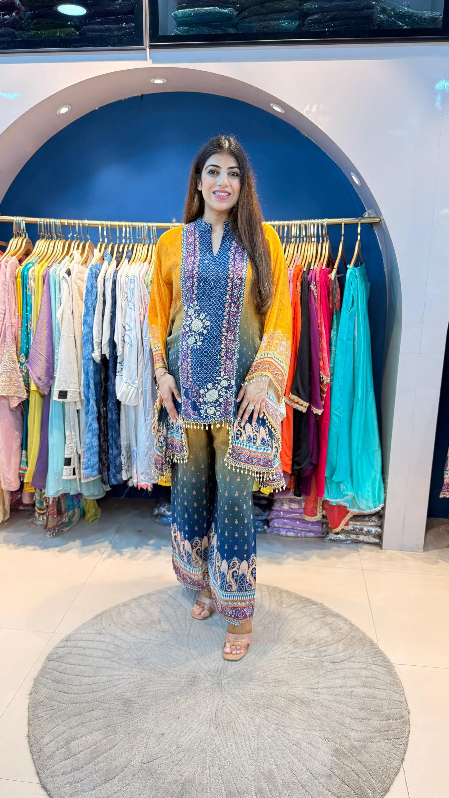 Digital crepe 2 pc kaftan set