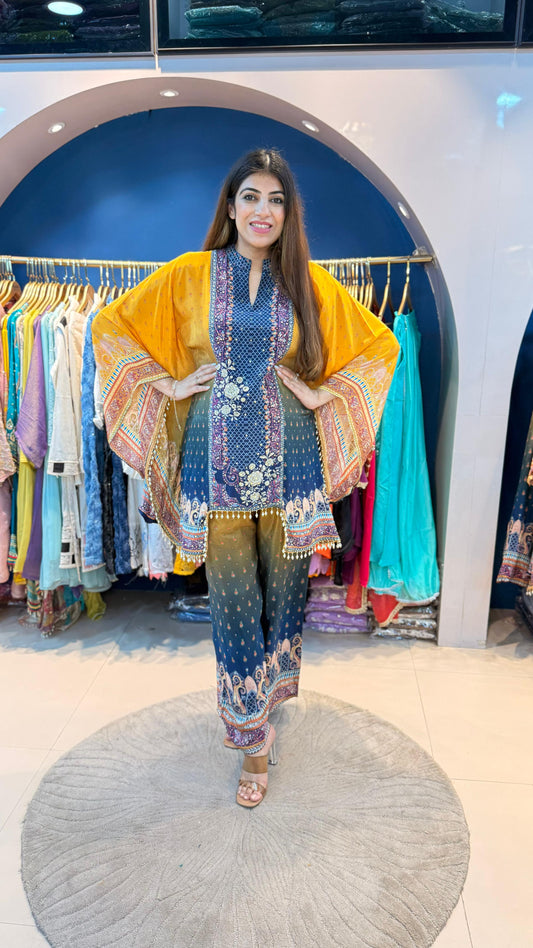 Digital crepe 2 pc kaftan set