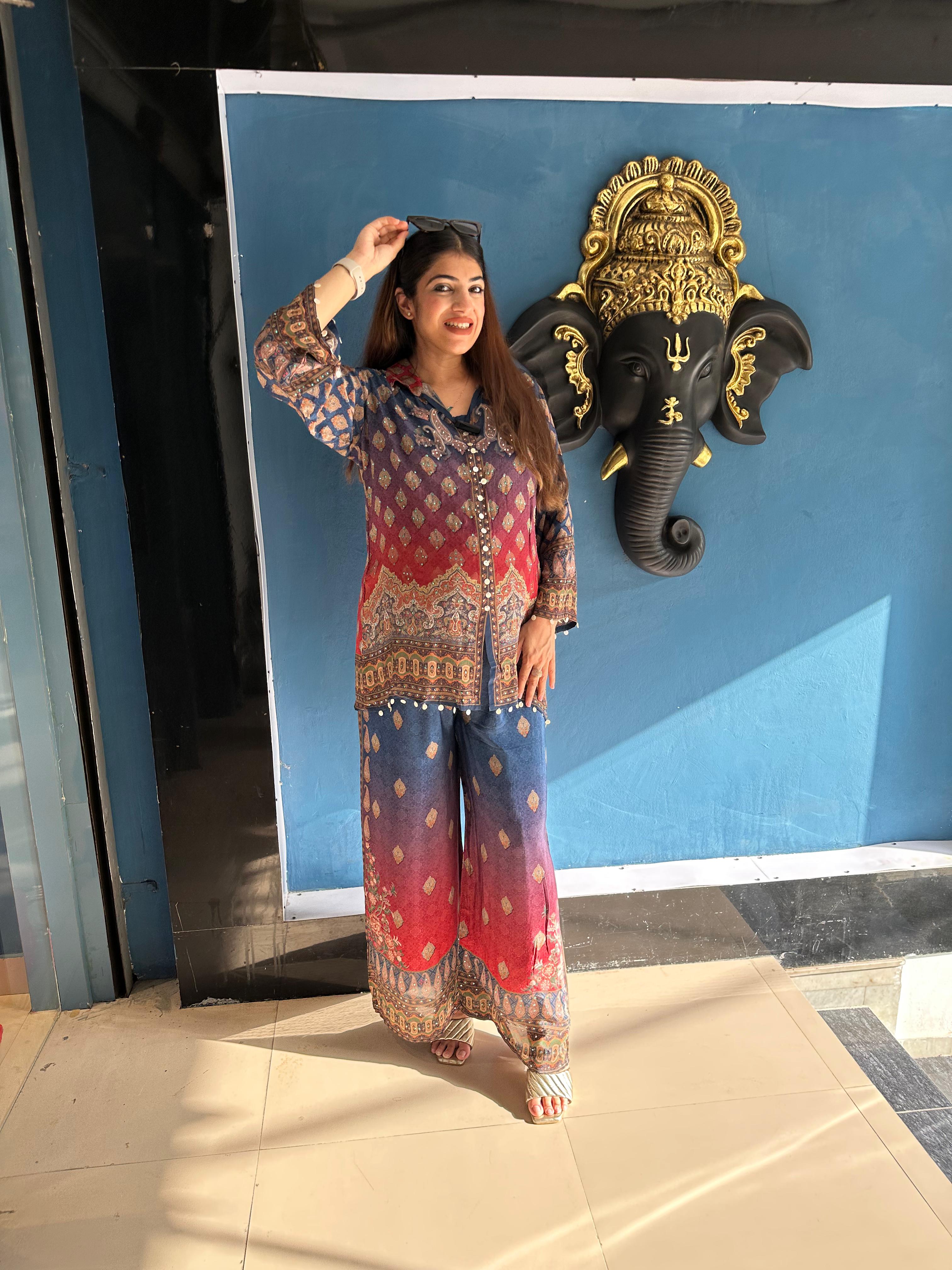 Digital crepe 3 pc co-ord set with inner