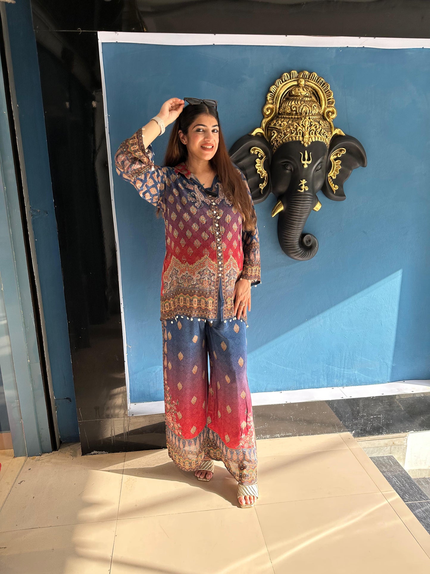 Digital crepe 3 pc co-ord set with inner