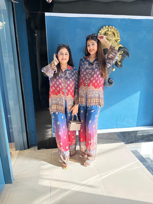 Digital crepe 3 pc co-ord set with inner