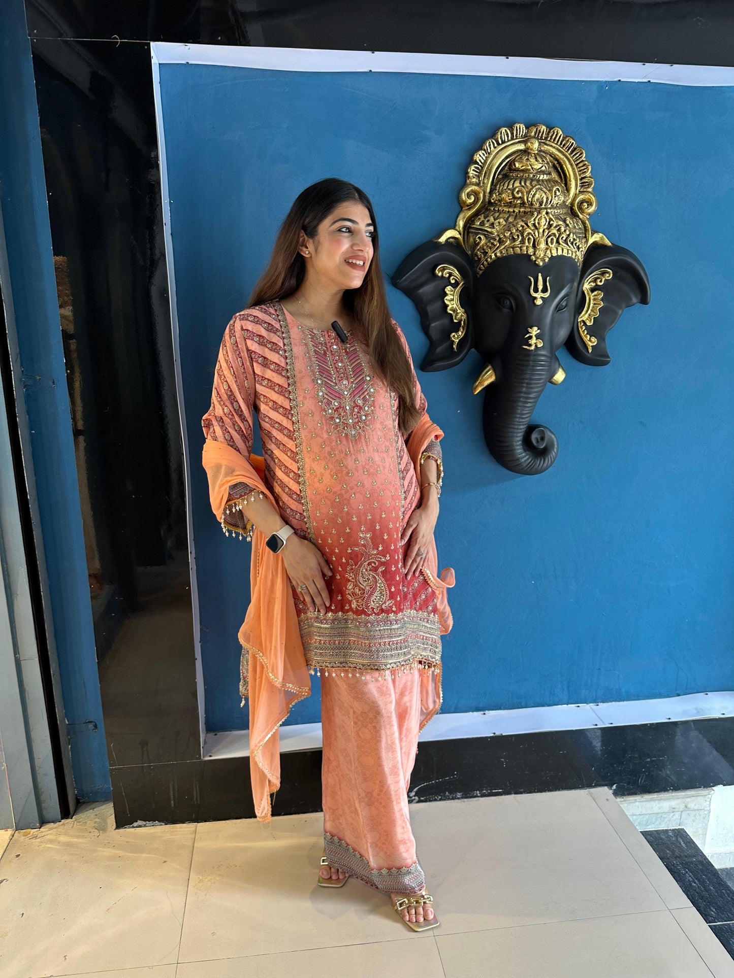 Digital crepe 3 pc suit with dupatta
