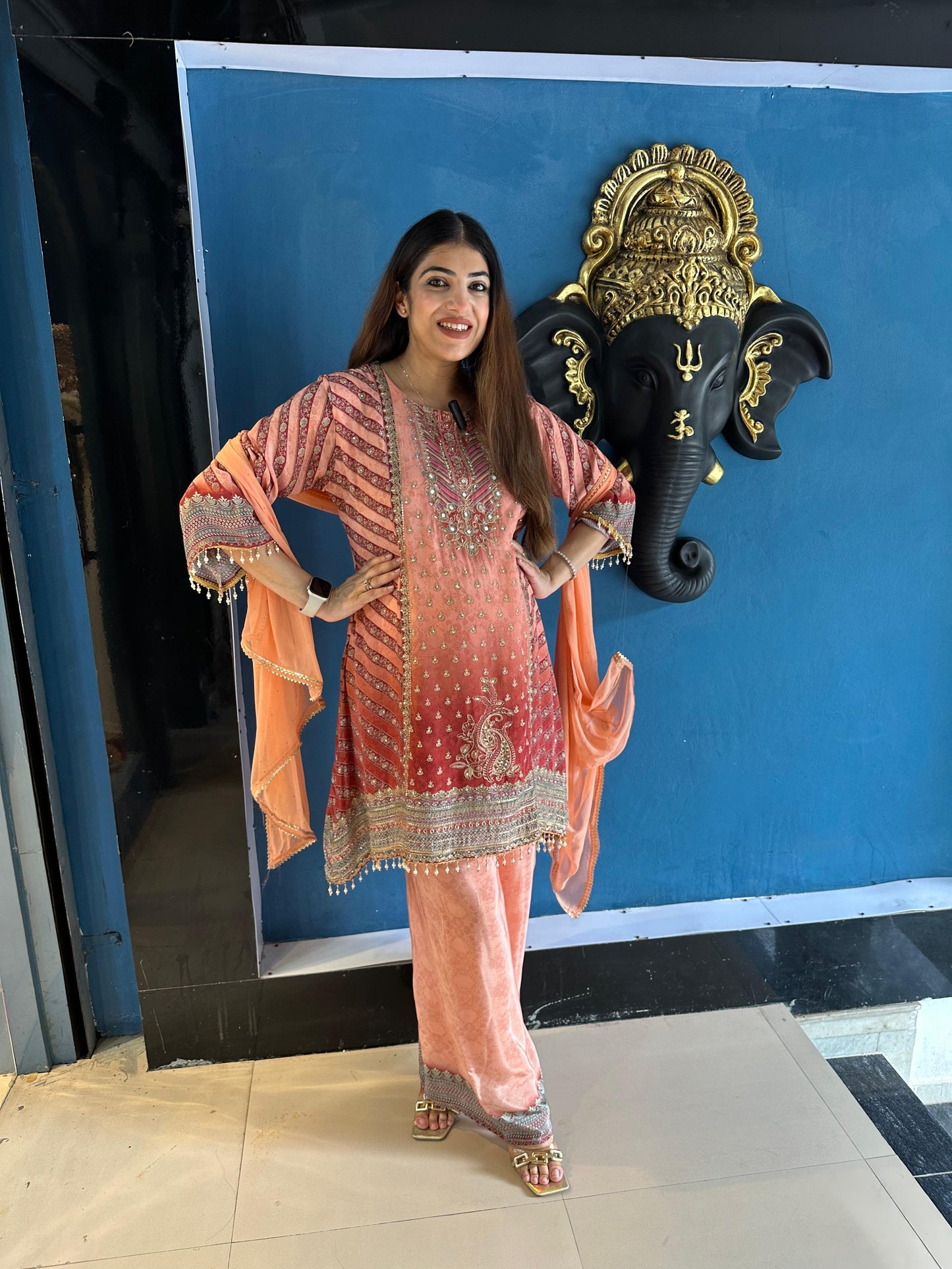 Digital crepe 3 pc suit with dupatta