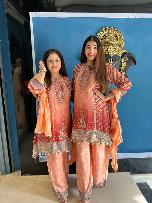 Digital crepe 3 pc suit with dupatta