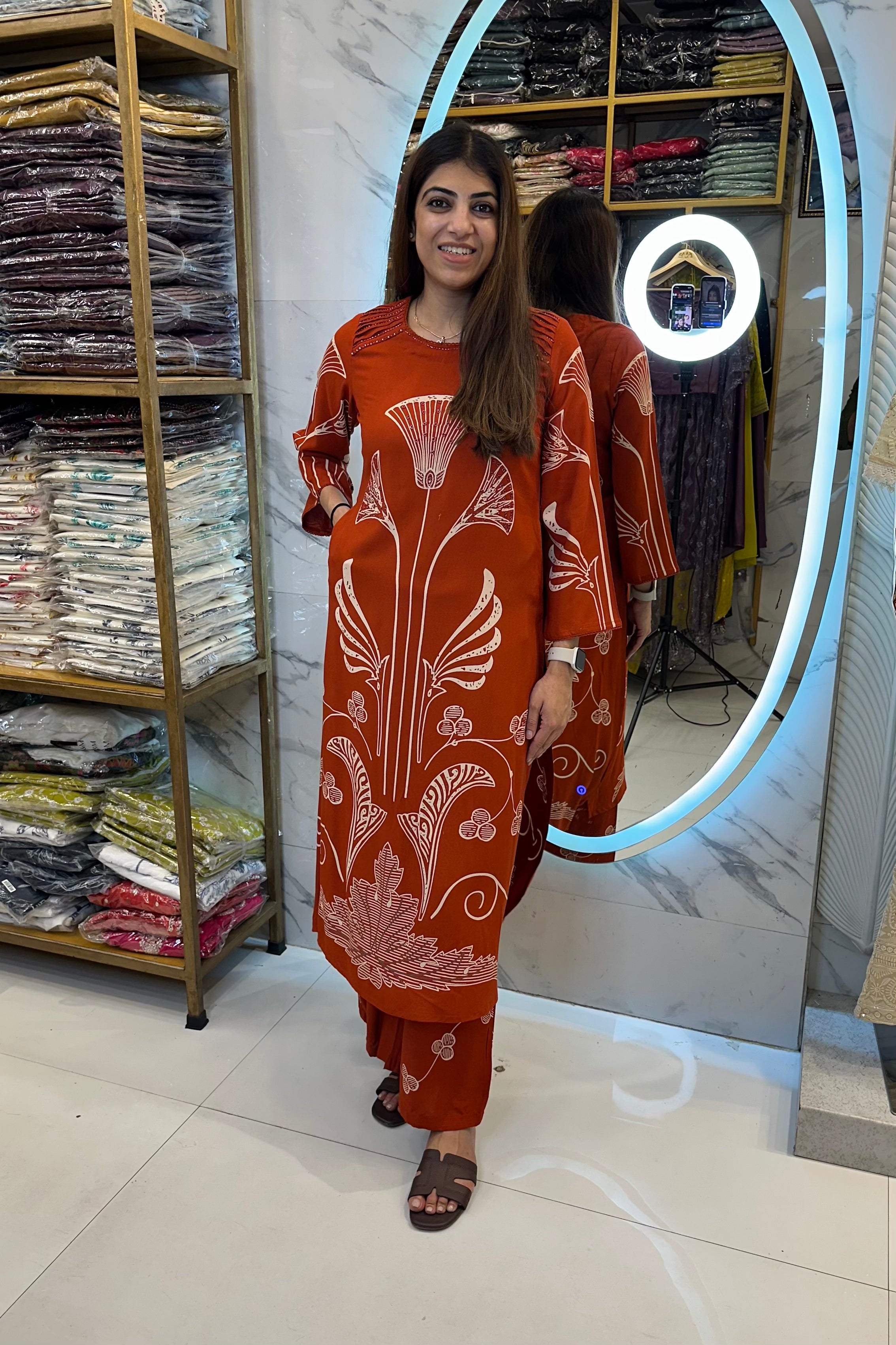 2pc Cotton-Rayon Co-ord Set Paired With Plazzo Pants