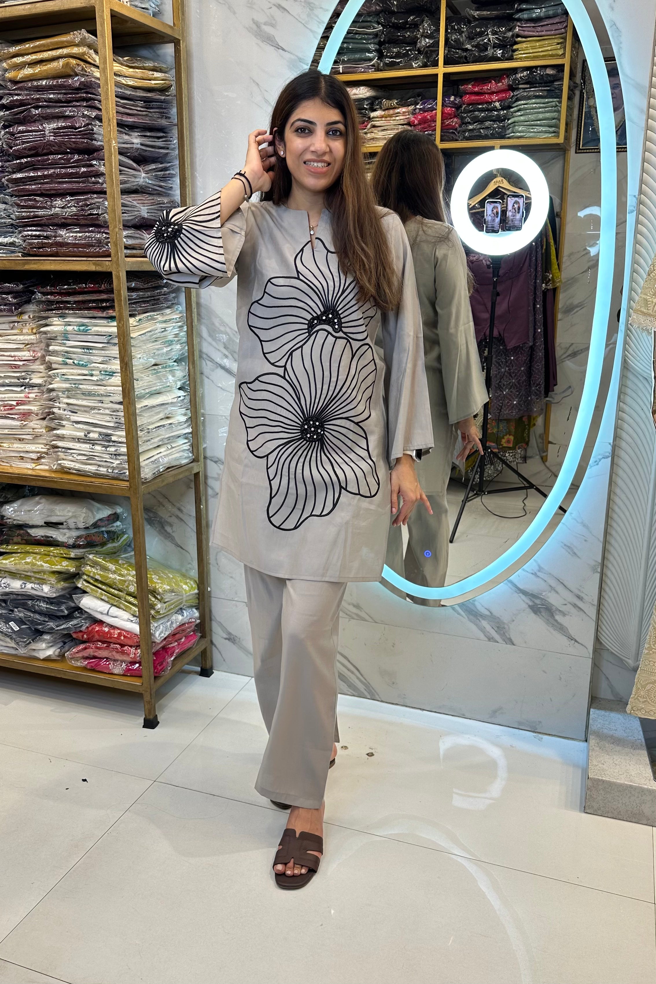 2pc Cotton-Muslin Flower Co-ord Set