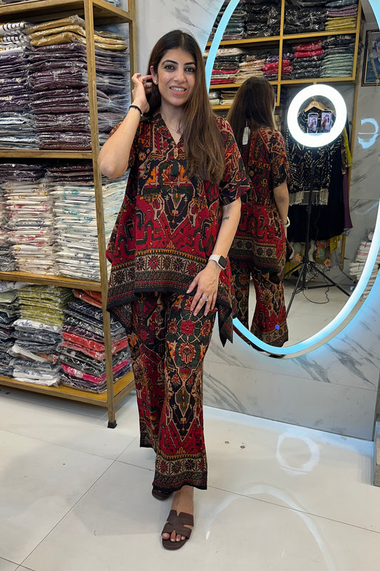 2pc Cotton-Rayon Printed Co-ord Set