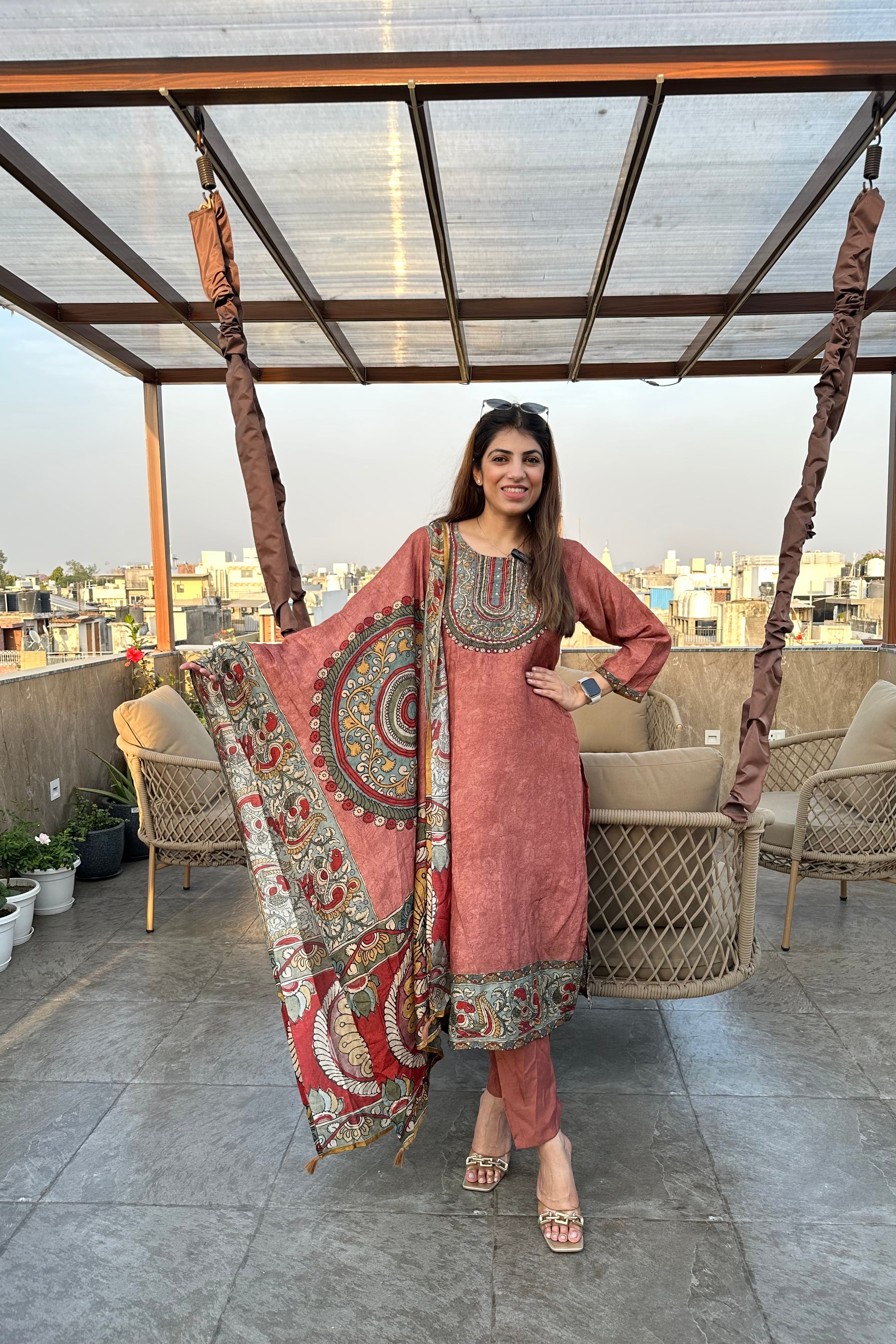 3pc Cotton Muslin Pakistani Suit With Printed Dupatta