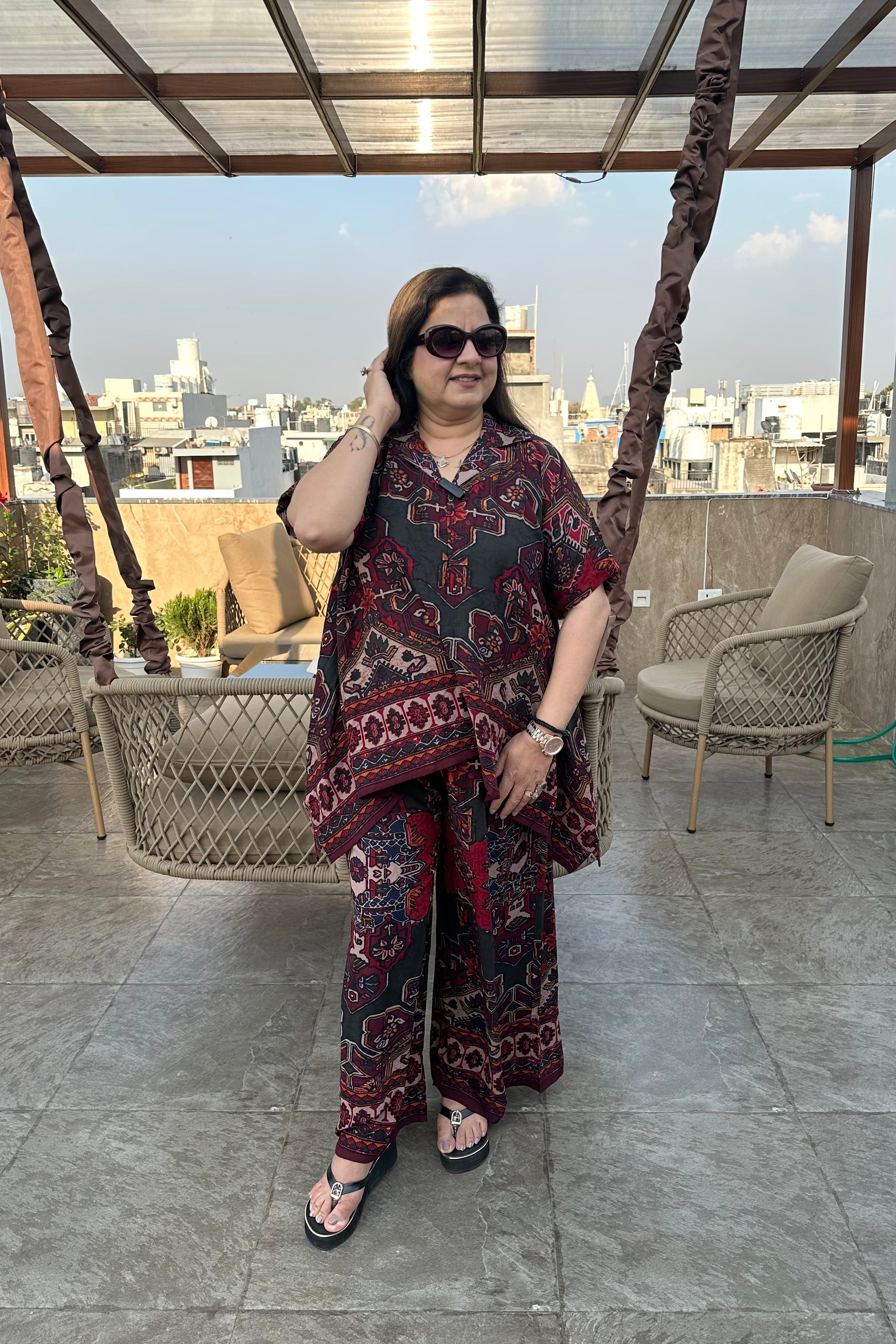 2pc Cotton-Rayon Printed Co-ord Set