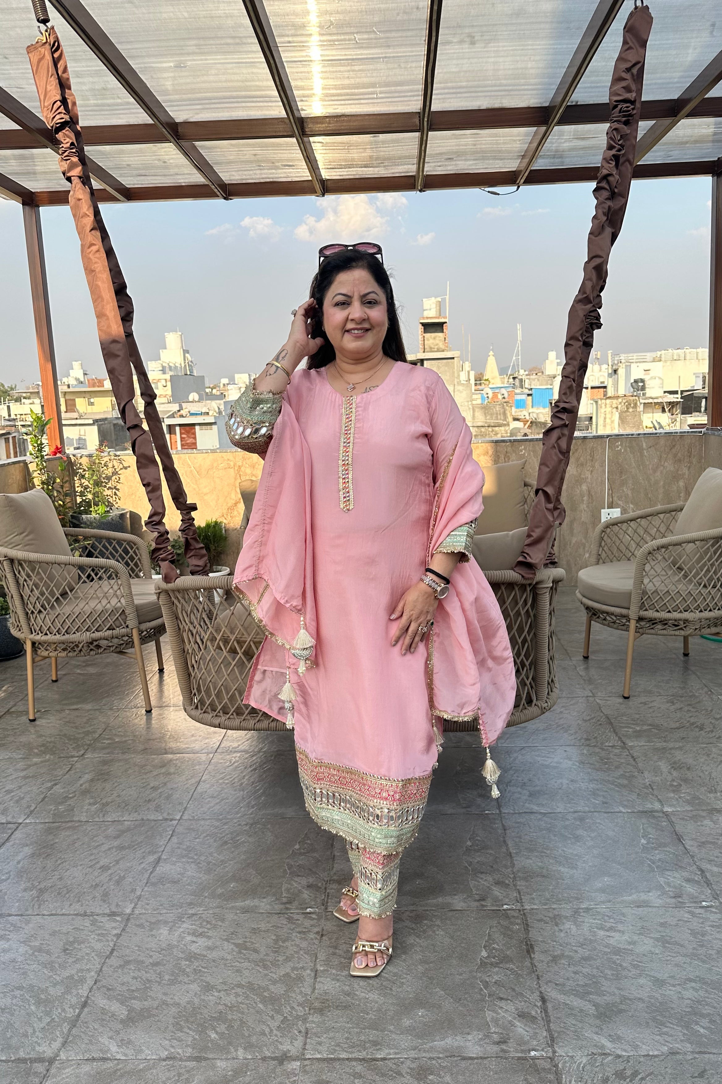 3pc Organza Partywear Suit With Dupatta