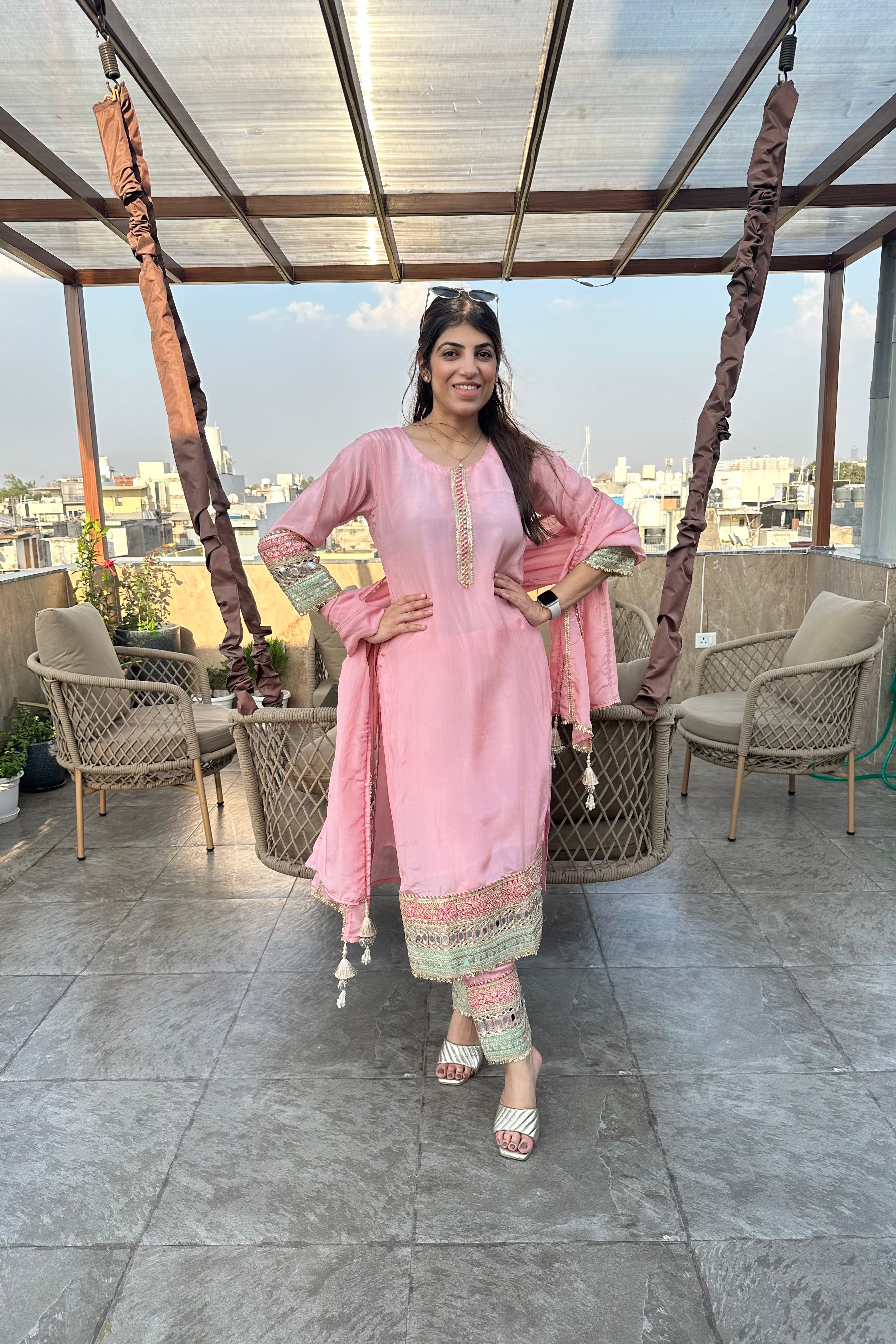 3pc Organza Partywear Suit With Dupatta