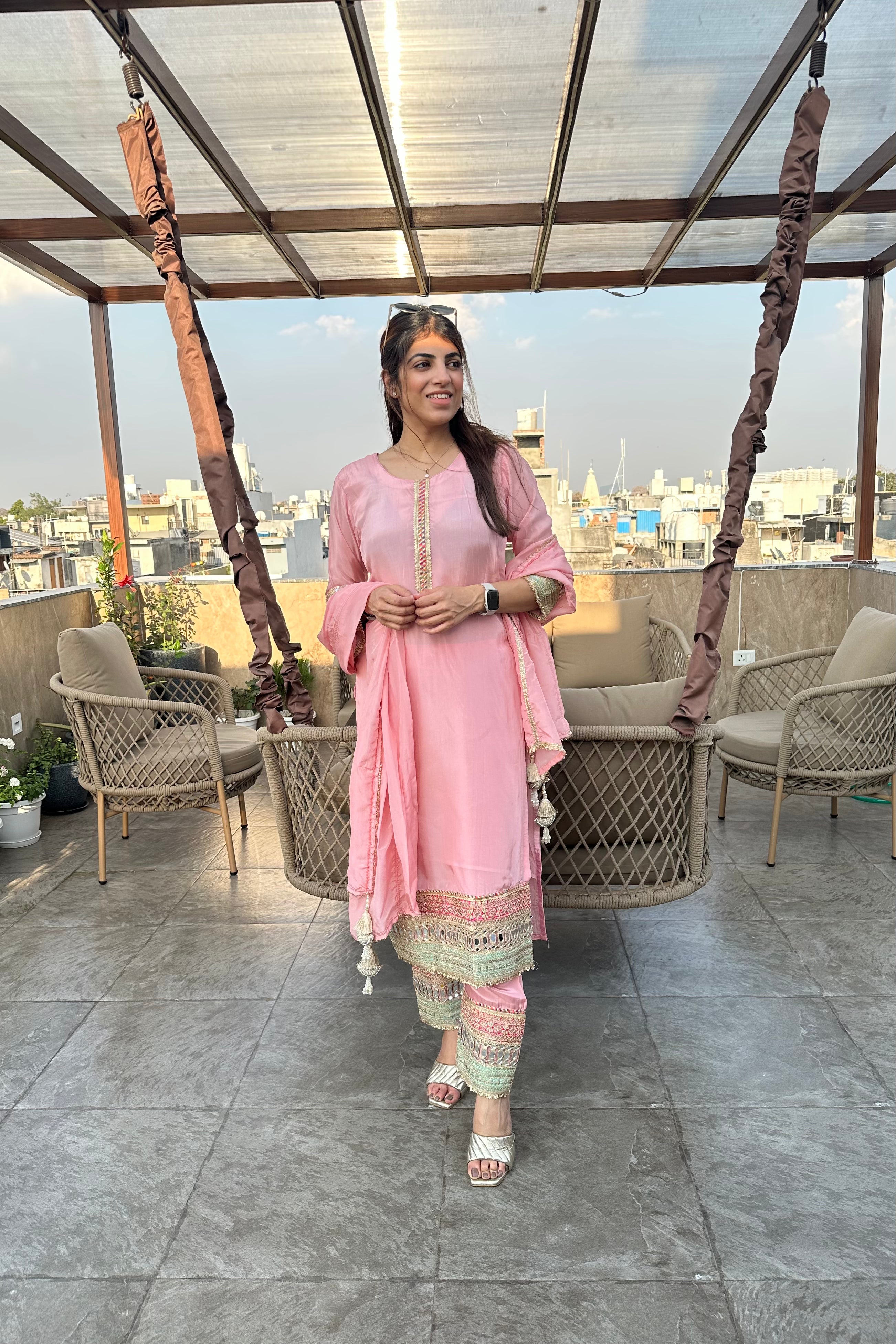 3pc Organza Partywear Suit With Dupatta