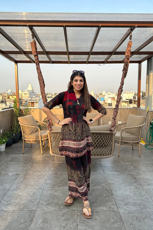 2pc Cotton-Rayon Printed Co-ord Set