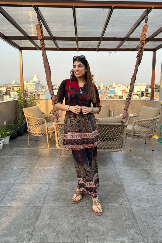2pc Cotton-Rayon Printed Co-ord Set